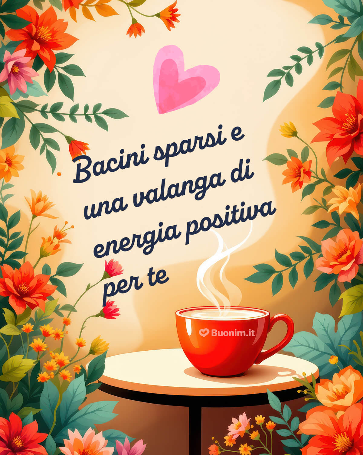 Bacini e caffè caldo per te oggi 13 gennaio Profumo di affetto e fiori intorno a una tazza fumante. Ti mando una valanga di energia positiva, coccole e pensieri gentili, per rendere speciale questo 13 gennaio.