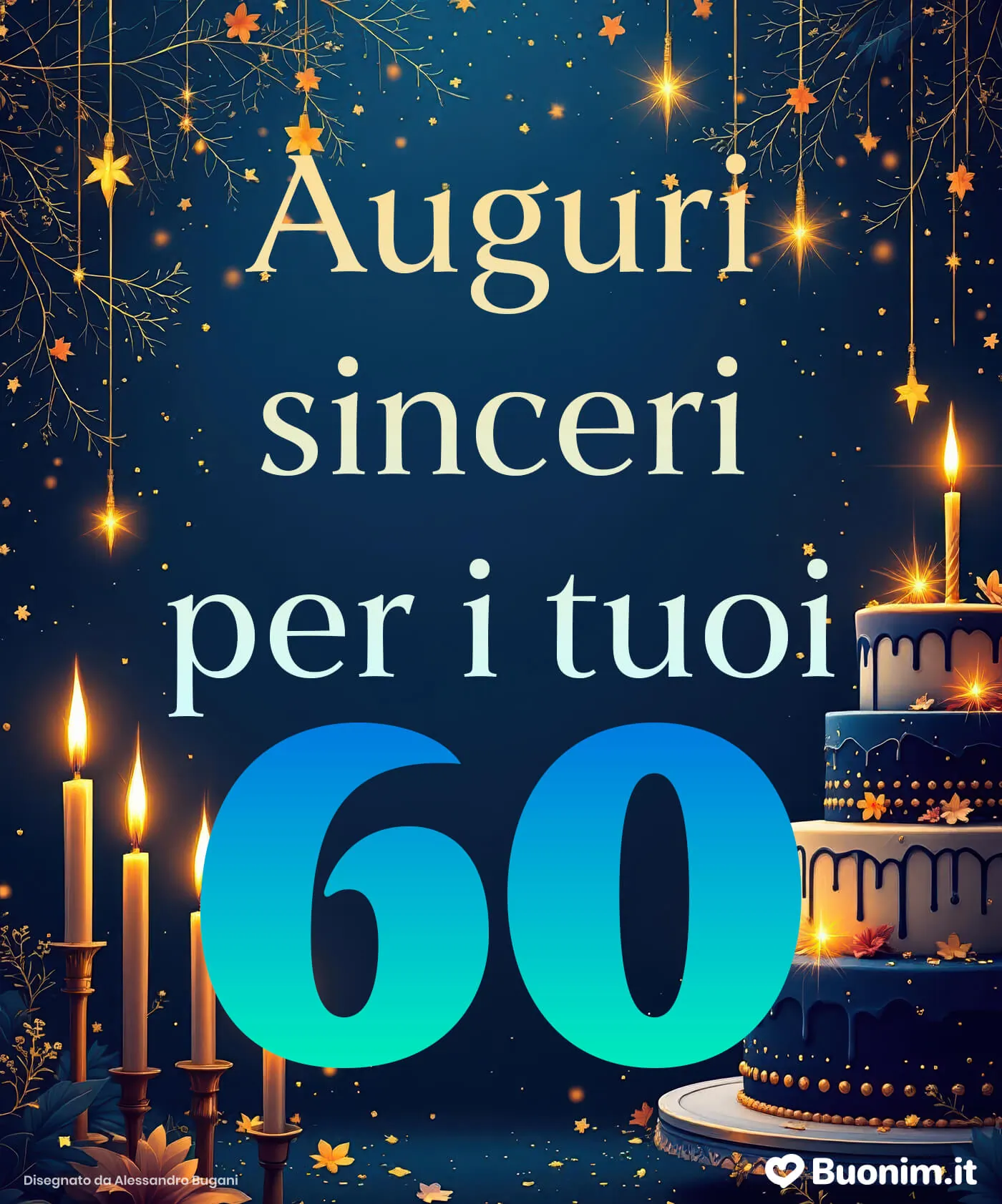 Biglietti semplici e maschili con frasi spiritose per augurare buon compleanno a un uomo di sessant’anni