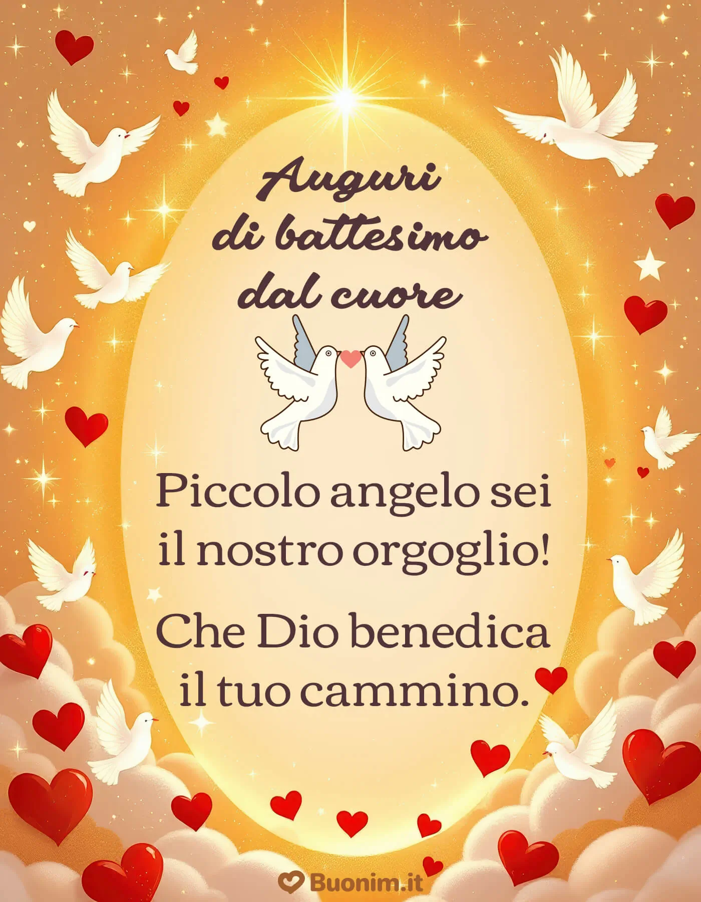 Biglietto di auguri per il battesimo con parole che toccano il cuore