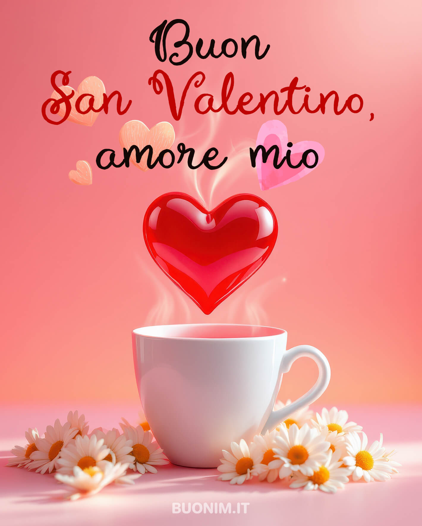 Il 14 febbraio comincia con un pensiero romantico e una tazza calda. Questa cartolina di San Valentino è perfetta per dire amore mio con semplicità, tenerezza e tanto affetto.