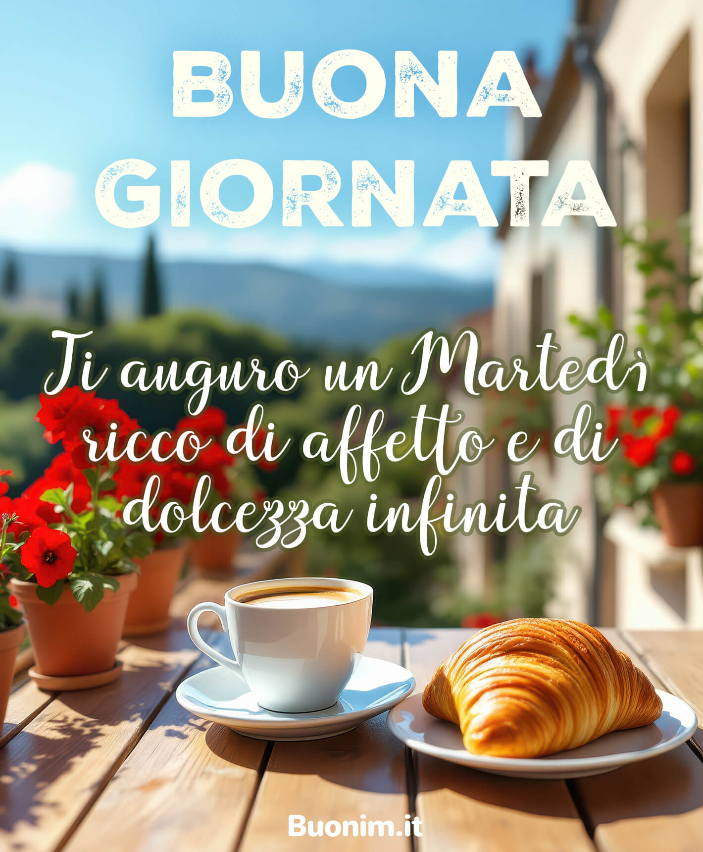 Il profumo del caffè e un cornetto appena sfornato rendono più leggero questo martedì. Ti auguro una giornata piena di affetto e dolcezza, da condividere.
