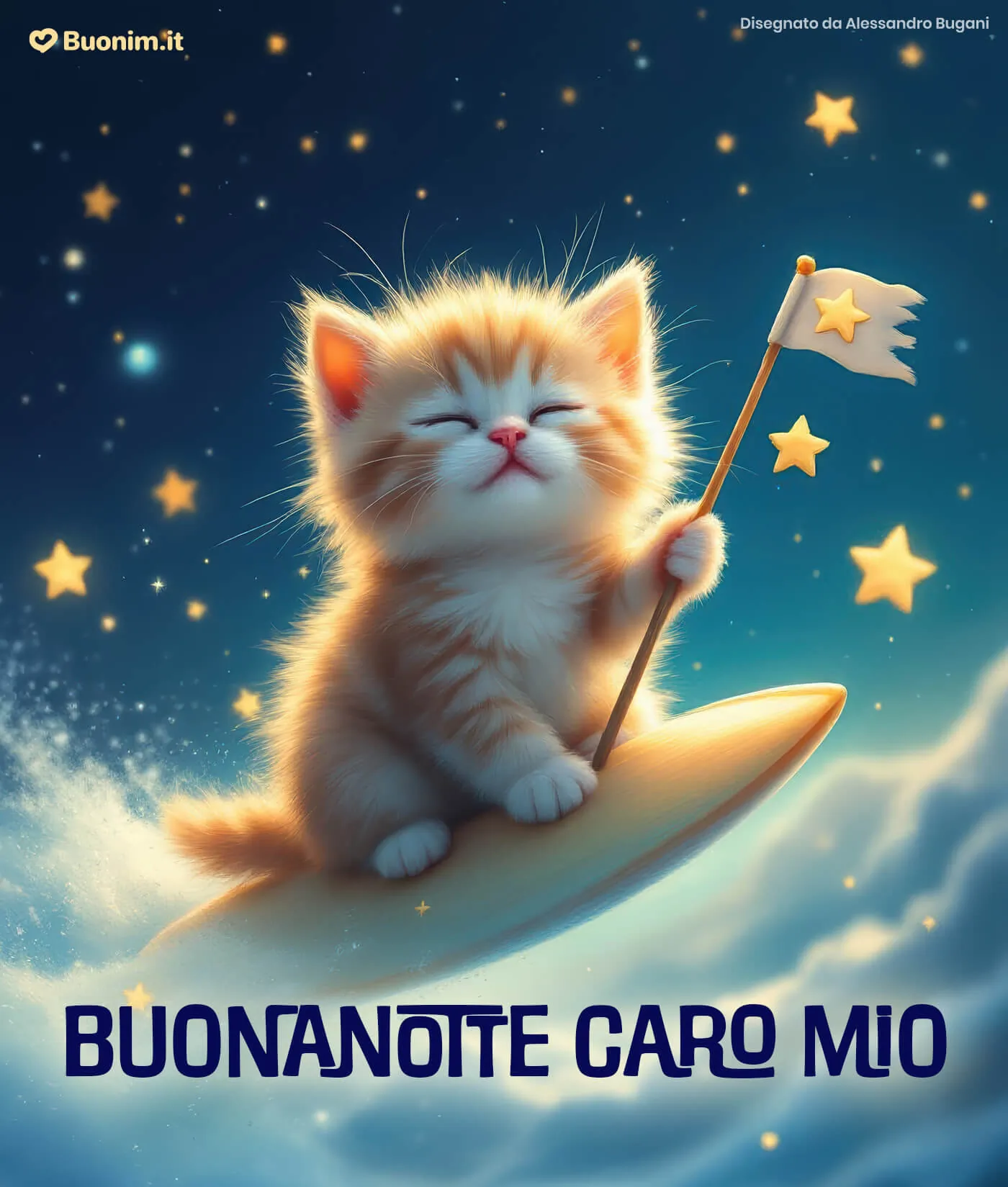 Buonanotte ironica con gatti per amici con senso dell’umorismo