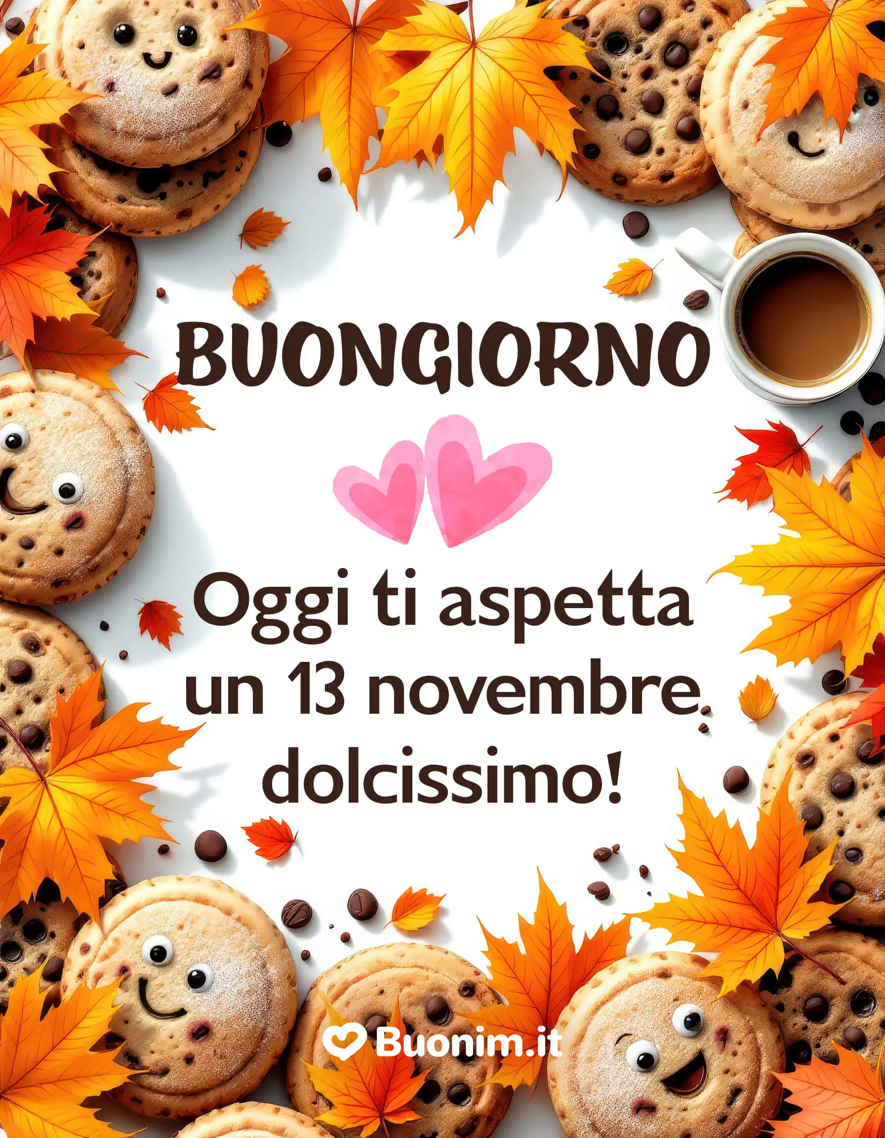 Tra foglie d’autunno e biscotti sorridenti arriva una carica di allegria. Passa l’immagine su WhatsApp e addolcisci la giornata di qualcuno.