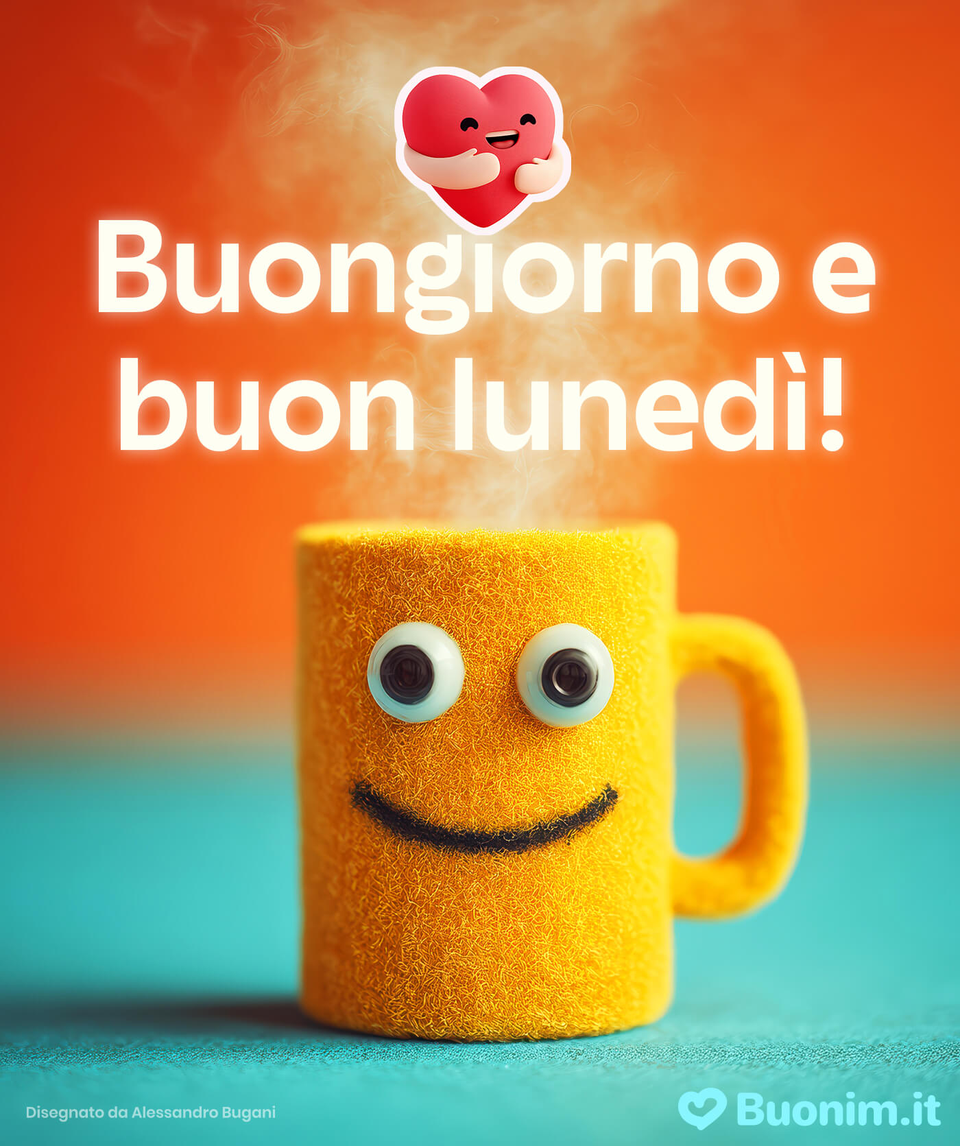 Buongiorno caldo, buon lunedì con sorriso sincero Quel cuore che abbraccia scalda subito l’umore. Ti auguro un lunedì pieno di energia buona e leggerezza, con un pensiero dolce da mandare a chi vuoi bene.