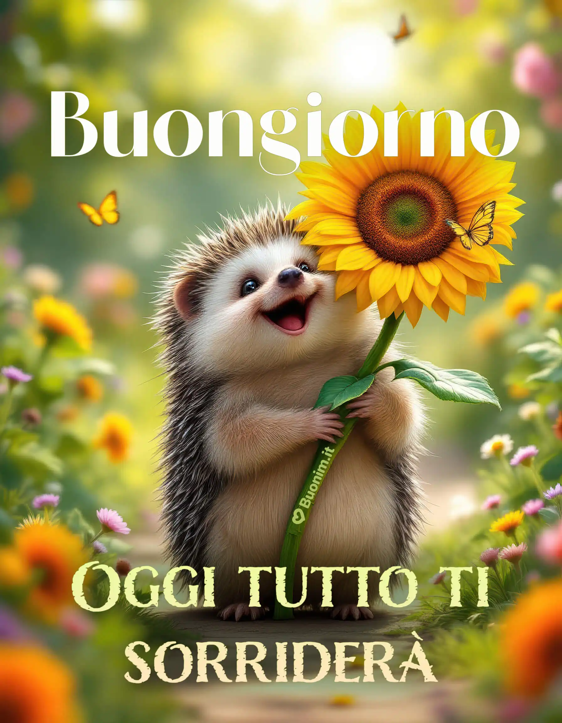 Buongiorno bellissimo con fiori e sorrisi dal cuore Buongiorno con animali e fiori per un’anima libera e gioiosa