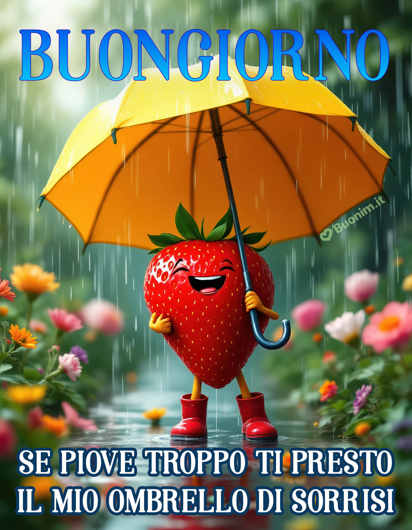 Un messaggio di buongiorno che illumina anche se oggi piove Buongiorno con la pioggia e un abbraccione di luce per te