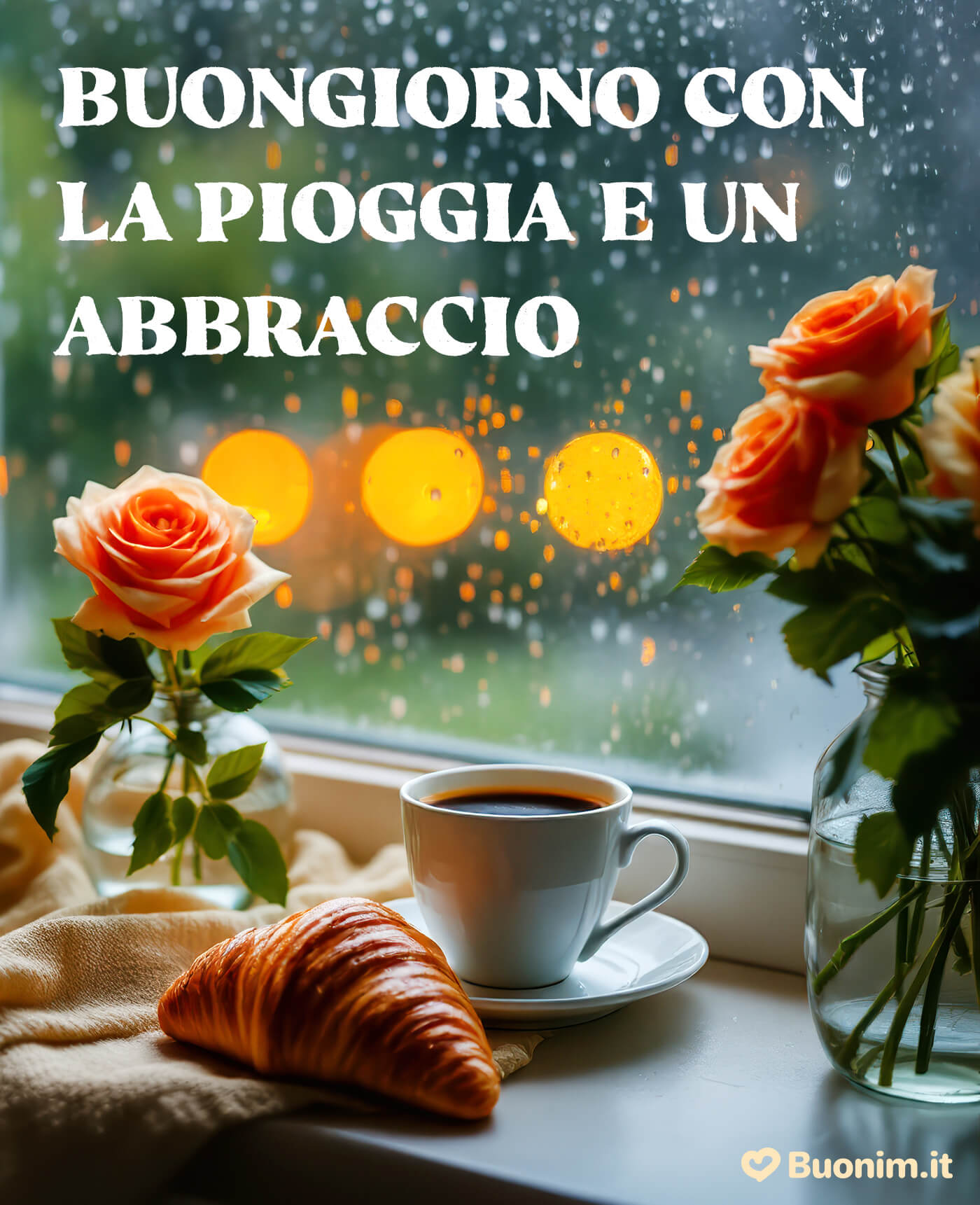 Buongiorno con la pioggia e tanta serenità per te Buongiorno con la pioggia e un caffè dolce per cominciare bene la giornata