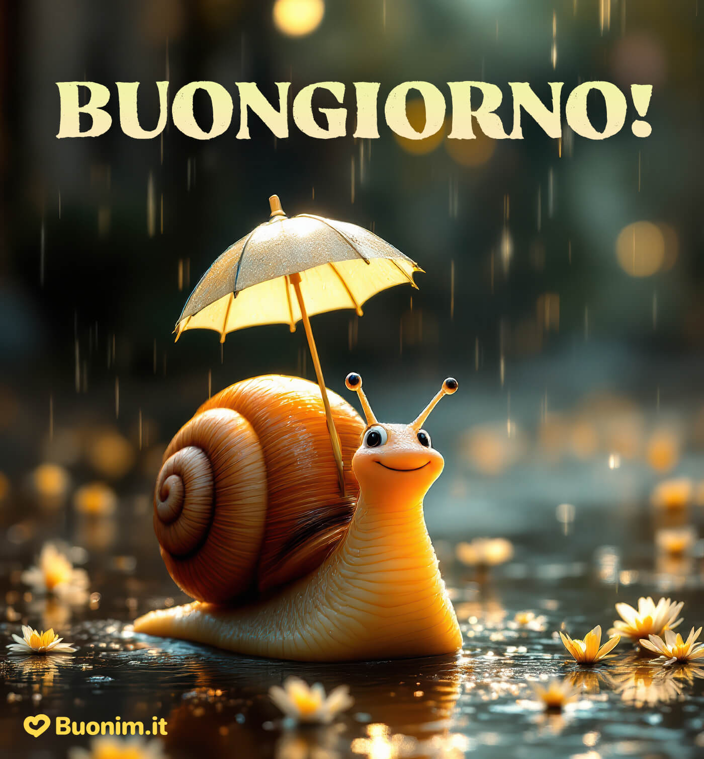 Un’immagine di buongiorno con la pioggia gratis da scaricare e condividere Buongiorno con la pioggia e un sorriso che scalda il cuore