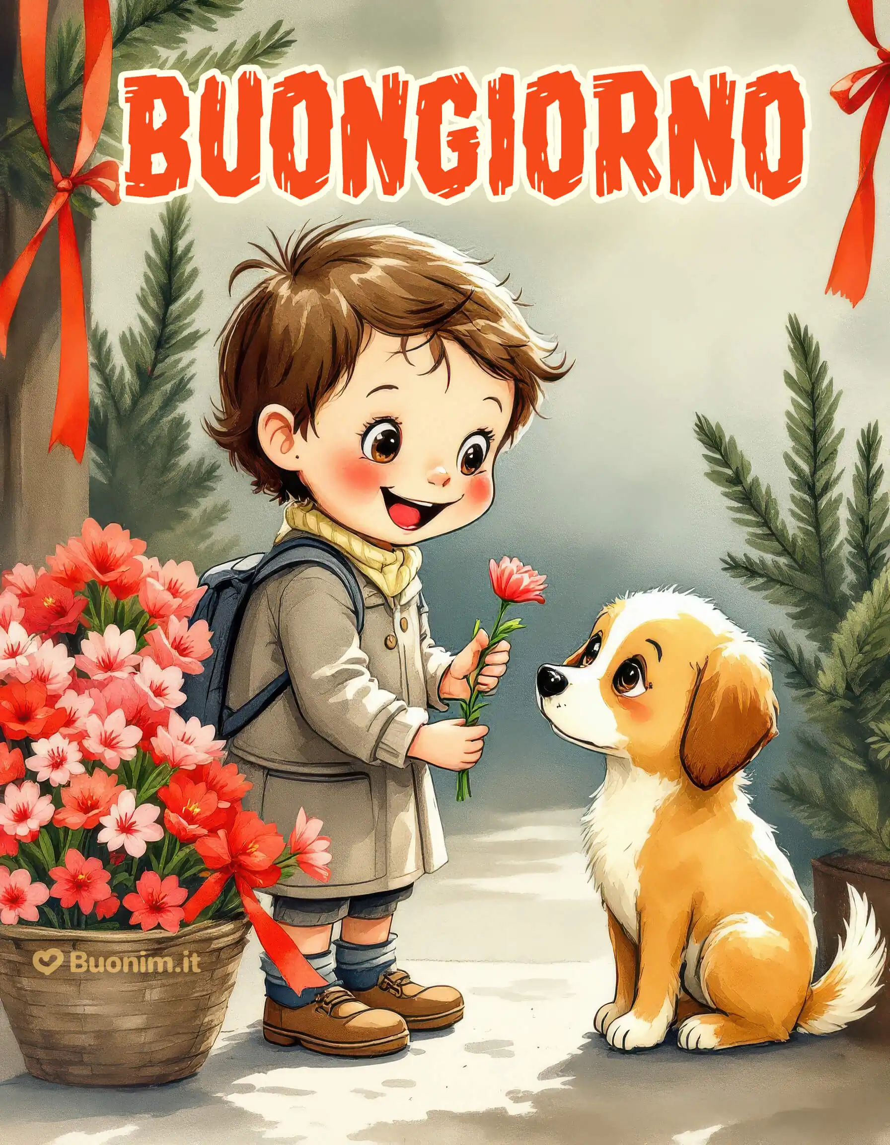 Ti auguro un mattino semplice e luminoso, come un fiore donato con il sorriso. Un inizio che porta bontà, dolcezza e un piccolo momento che fa stare bene. Una bella idea da mandare a chi vuoi far iniziare la giornata con un tocco di tenerezza.