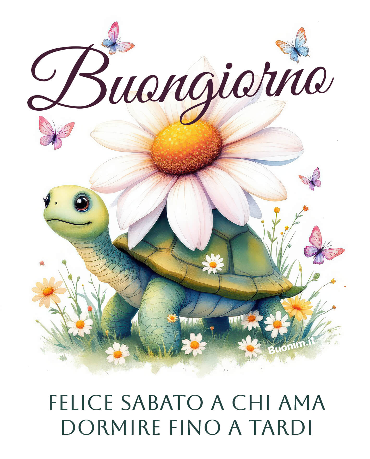 Per chi ama svegliarsi con calma, questa immagine porta un augurio tenero e sereno. Ideale per augurare il buongiorno e un buon sabato con leggerezza, coccole e un risveglio pieno di pace.