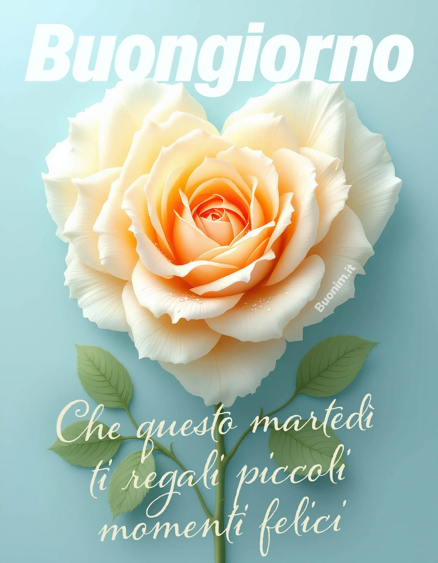 Che questo martedì porti piccoli momenti felici e tanta luce nel cuore. Una cartolina delicata, ideale per augurare una buona giornata con affetto, calma e un sorriso sincero.