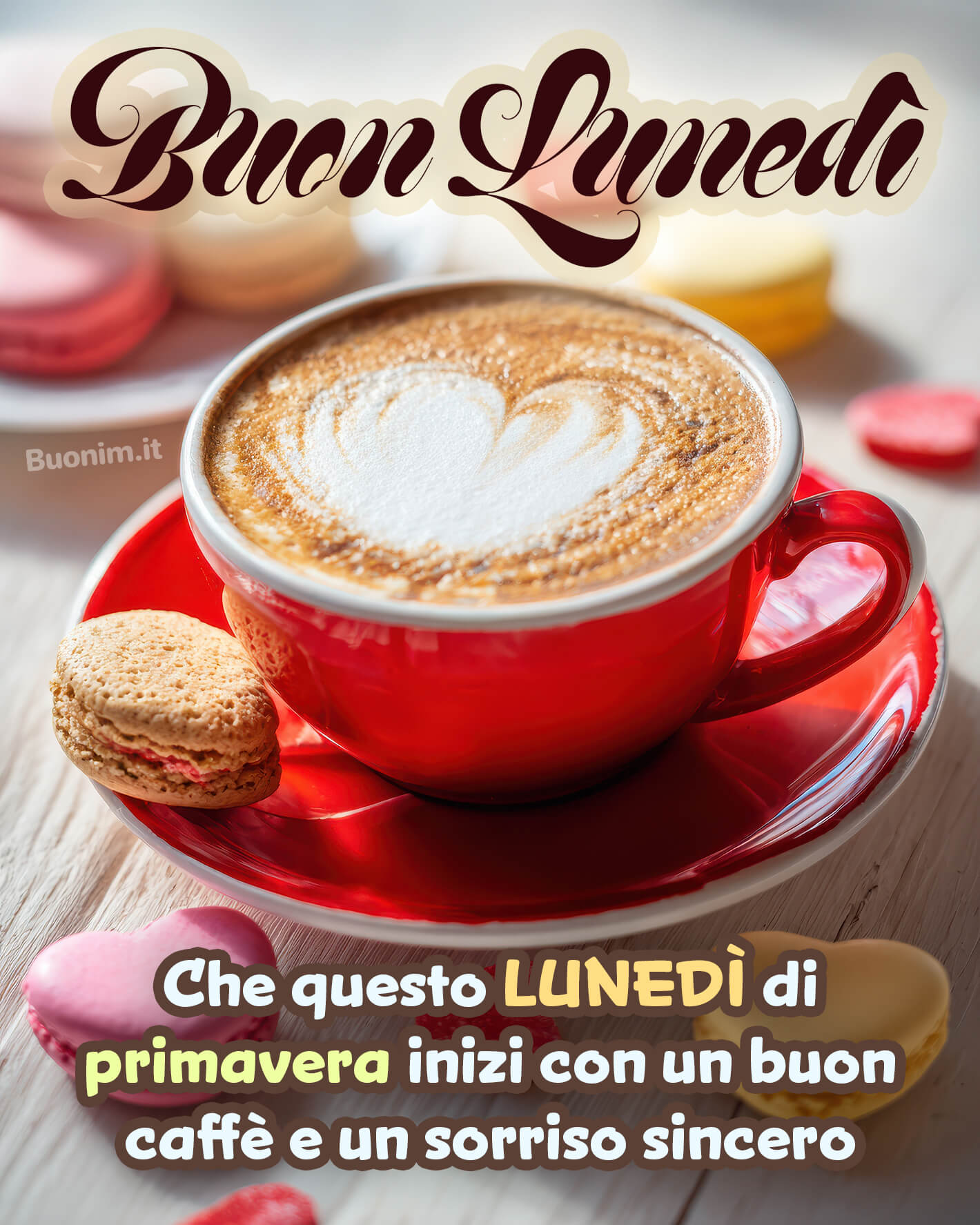 Caffè del lunedì e cuore caldo Inizia la giornata con una coccola e un pensiero gentile. Puoi condividerla su WhatsApp per augurare buon lunedì e regalare un momento di dolcezza a chi vuoi bene.