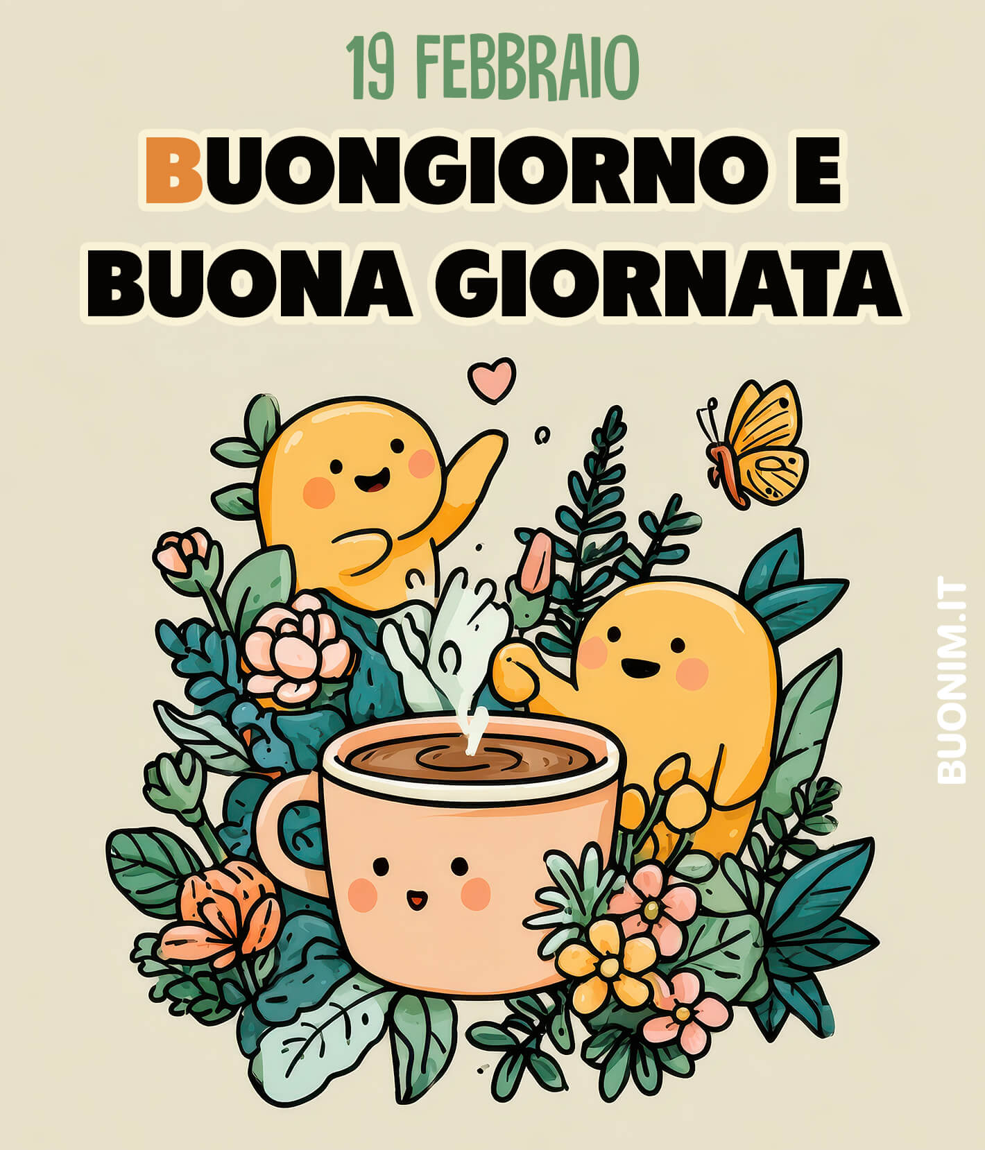 Questa tazza sorridente e i suoi buffi amici ti invitano ad affrontare la giornata con allegria. Ti auguro gentilezza, belle sorprese e una pausa caffè in buona compagnia.