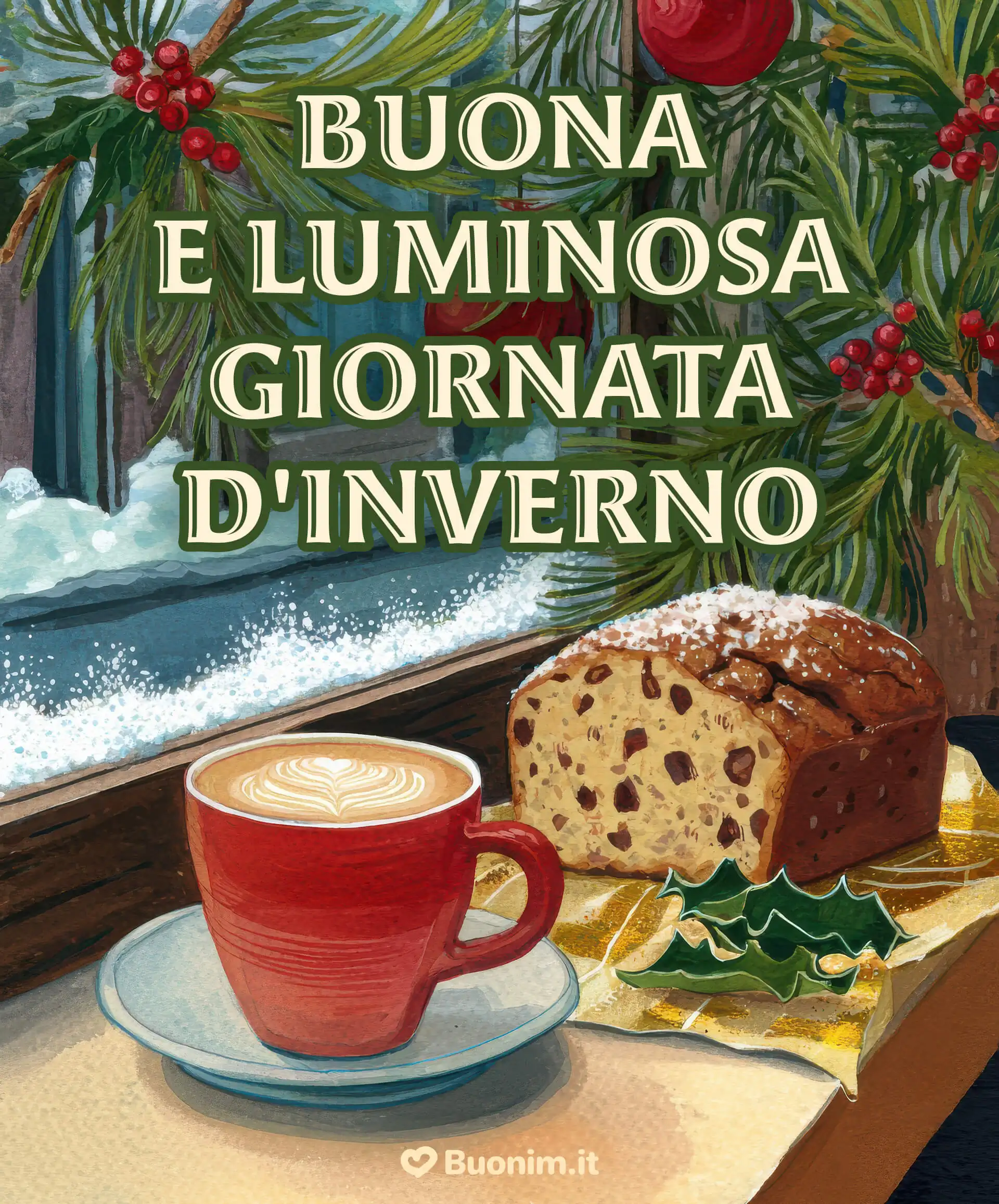 Profumo di casa e rami innevati alla finestra, questa immagine dell’inverno avvolge i pensieri con pace e dolcezza. Ti mando un abbraccione e una giornata luminosa.