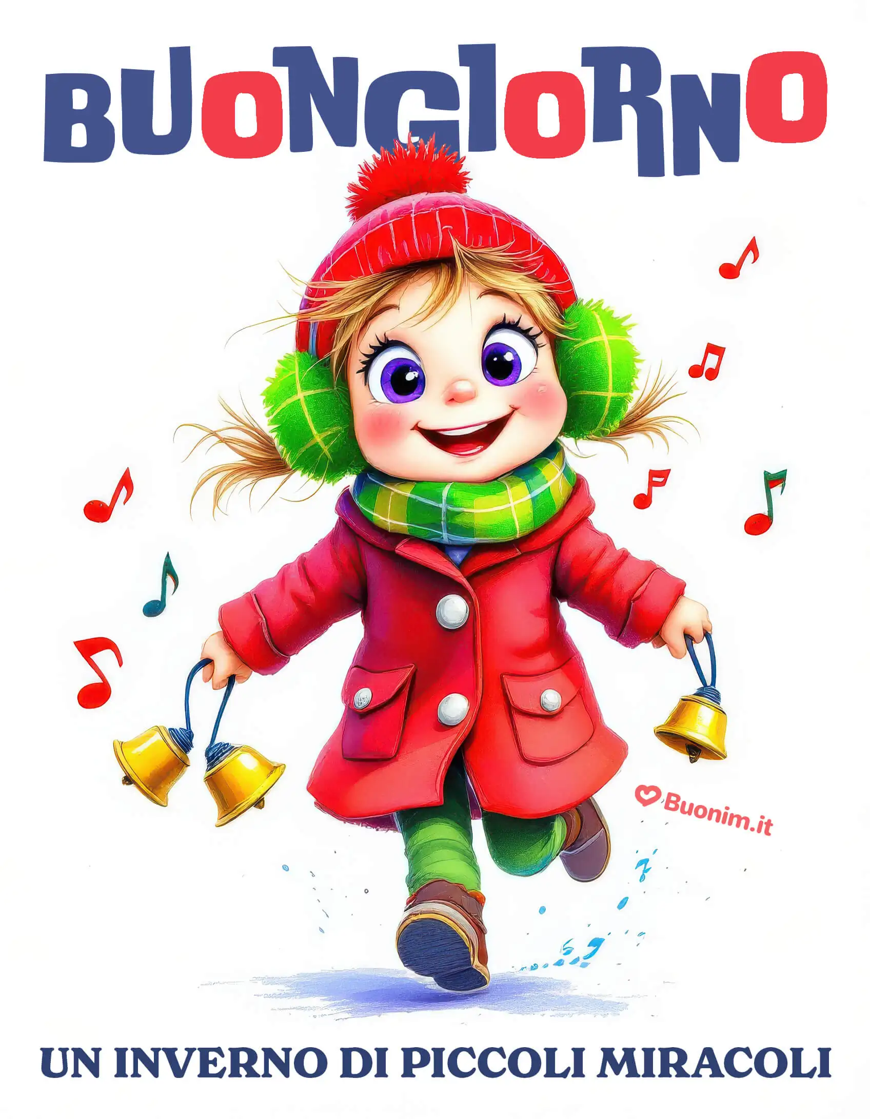 Musica di risveglio e occhi luminosi, la piccola esploratrice corre tra fiocchi felici e porta buonumore. Che il tuo mattino sia leggero e colmo di abbracci.