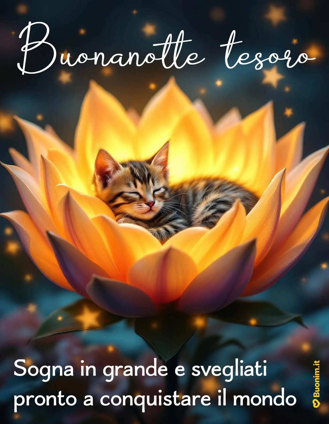 Cartoline di buonanotte con gatti per un saluto affettuoso prima di dormire