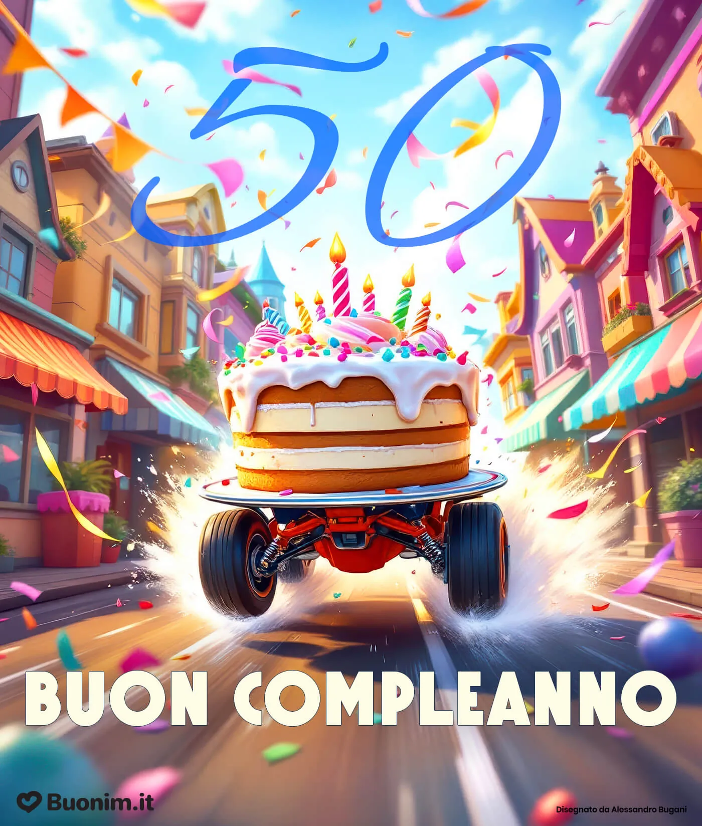 Cartoline spiritose e gratuite per il 50° compleanno di un uomo speciale da inviare su WhatsApp con tanti auguri e un sorriso