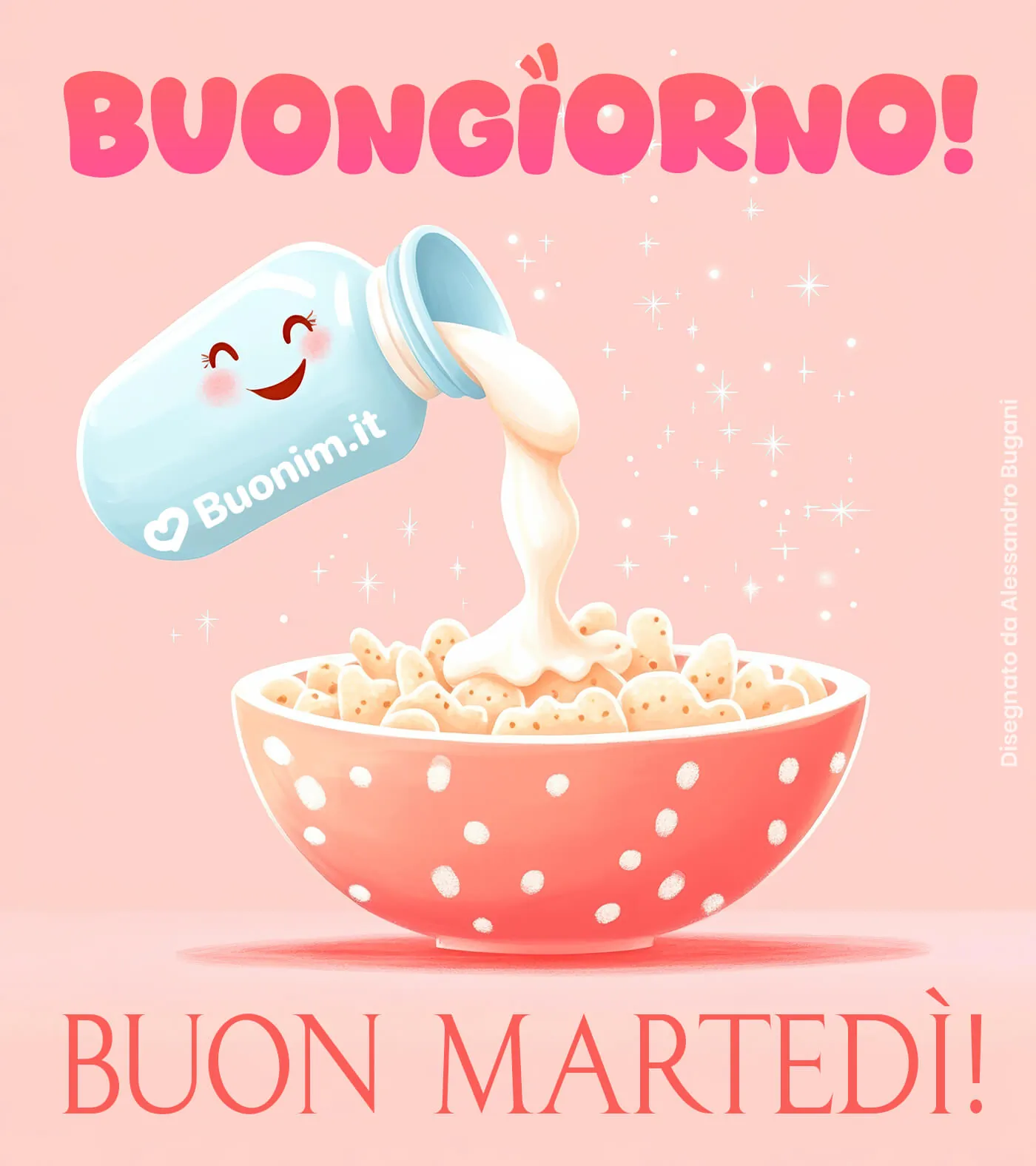 Colori e scintille di buonumore a colazione, per partire con il piede giusto. Ti auguro un martedì pieno di grinta e cose buone, da mandare a un amico.