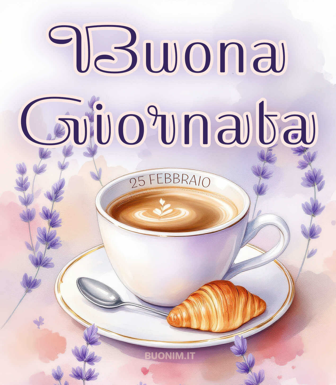 Tra il profumo del cappuccino, un cornetto fragrante e i delicati fiori di lavanda, ti auguro di iniziare la giornata con il sorriso e di ricevere una bella notizia.