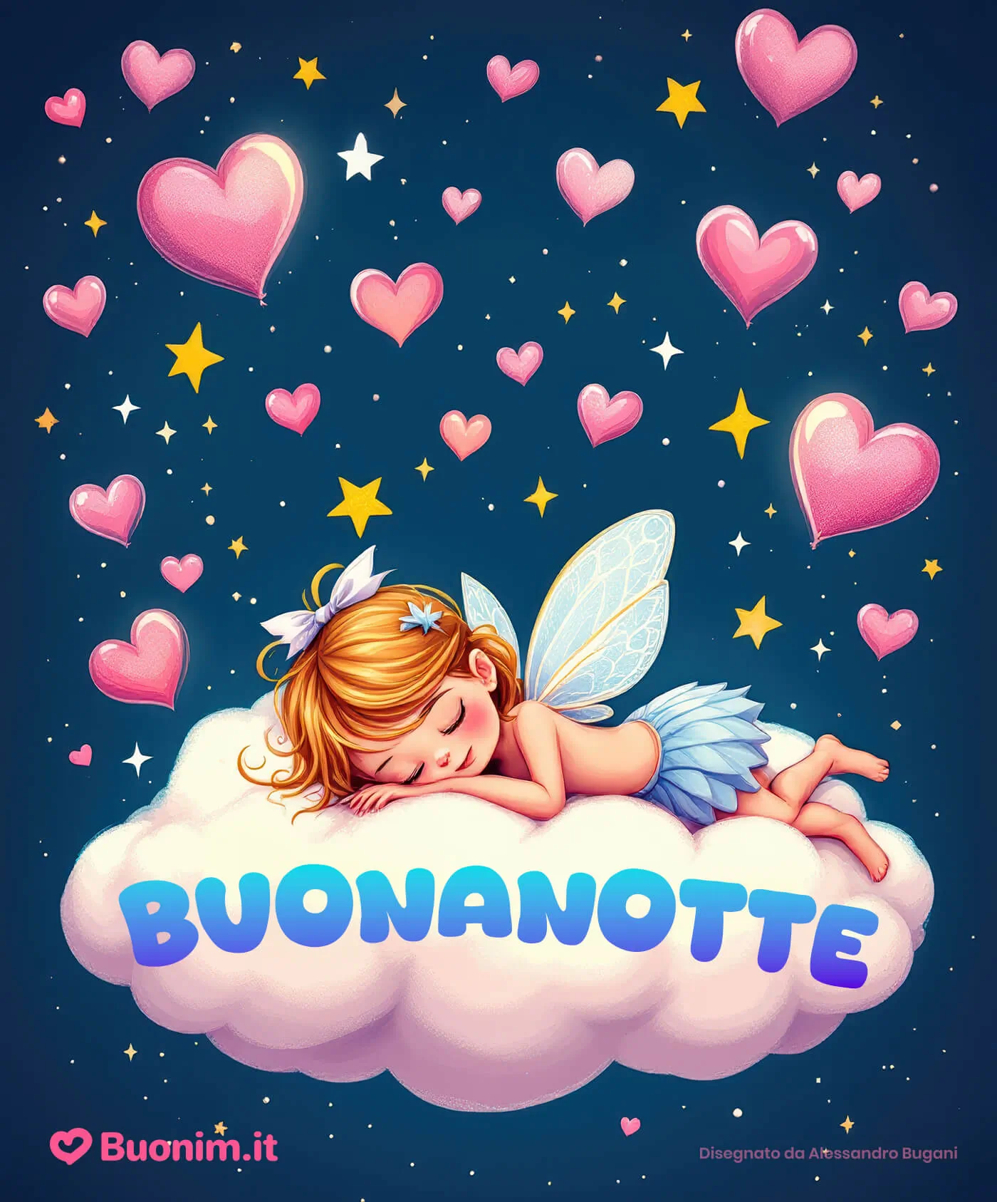 Con frasi delicate e immagini luminose delle fate del sole, la tua buonanotte sarà speciale