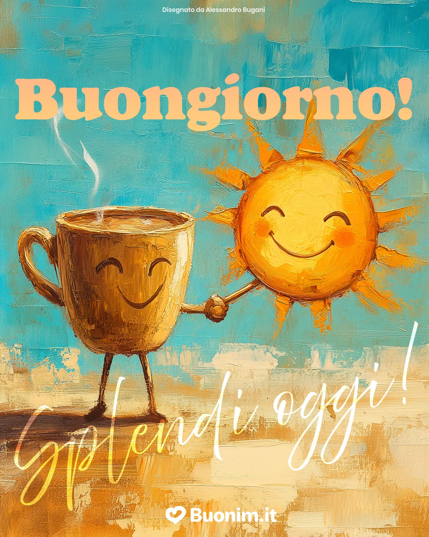 Con il sole e una tazza di caffè il buongiorno è ancora più luminoso