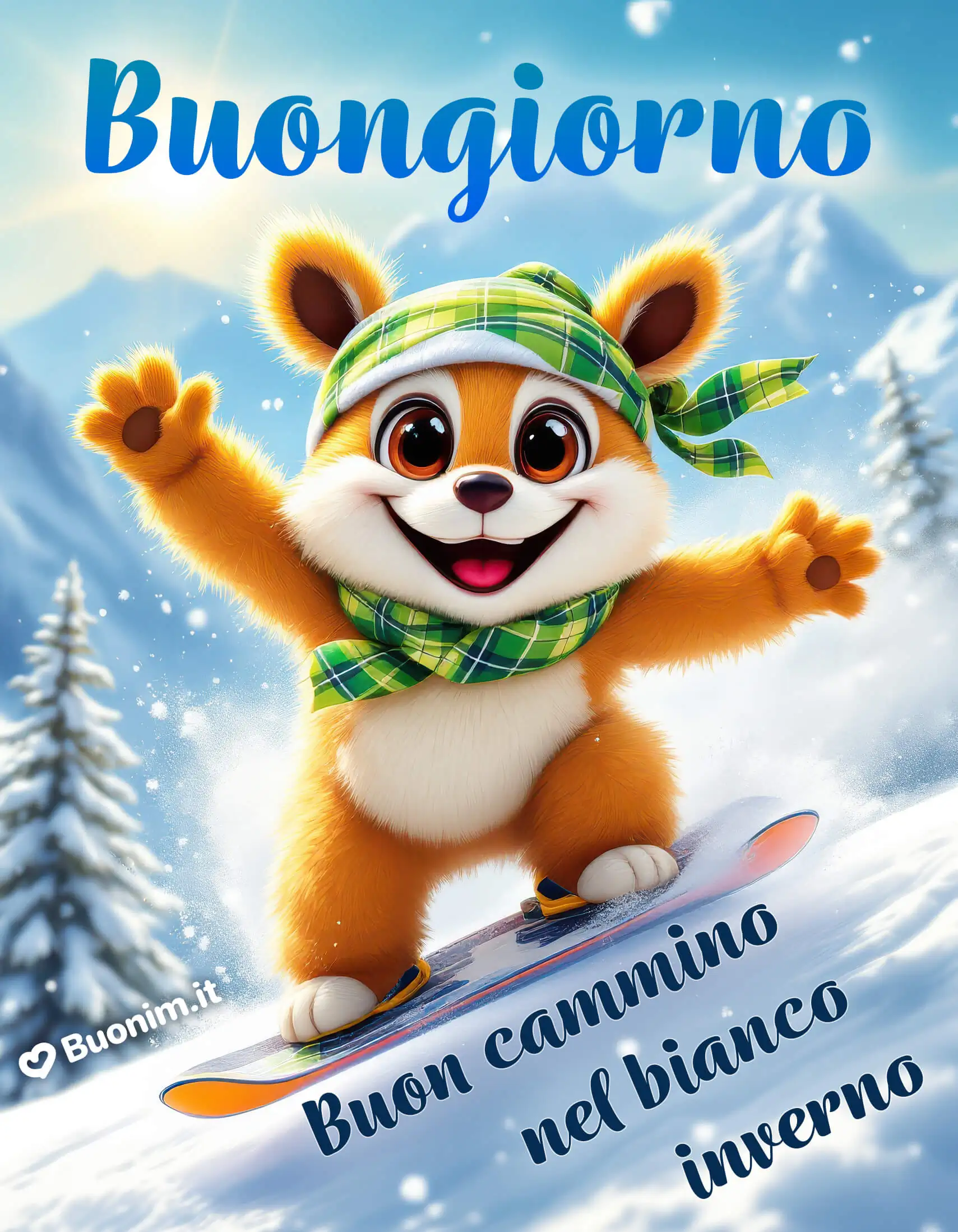 Sole tra i fiocchi e pelo morbido che scintilla, la sua energia ti mette subito il sorriso. Un’immagine dell’inverno piena di vita e allegria. Ti auguro un giorno leggero, pieno di abbracci e buonumore.