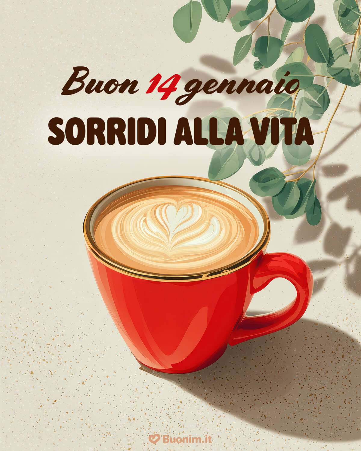 Cuore nel cappuccino, buon 14 gennaio Inizia con un cappuccino cremoso e un cuore disegnato. Buon 14 gennaio, sorridi alla vita e prenditi un momento per te, un bacino e tanta dolcezza.