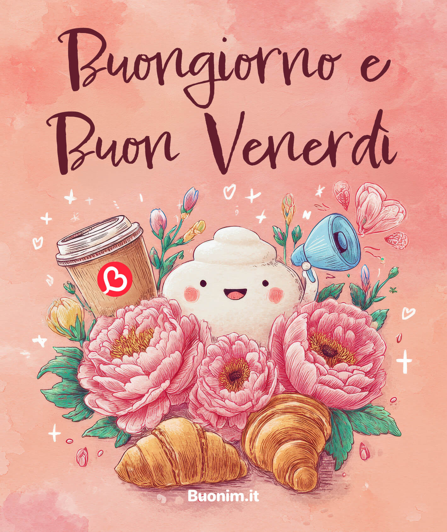 Senti l’energia del venerdì che arriva piano, tra brioche e petali. Buongiorno e buon venerdì, ti mando un abbraccio e ti auguro una buona giornata piena di cose belle.