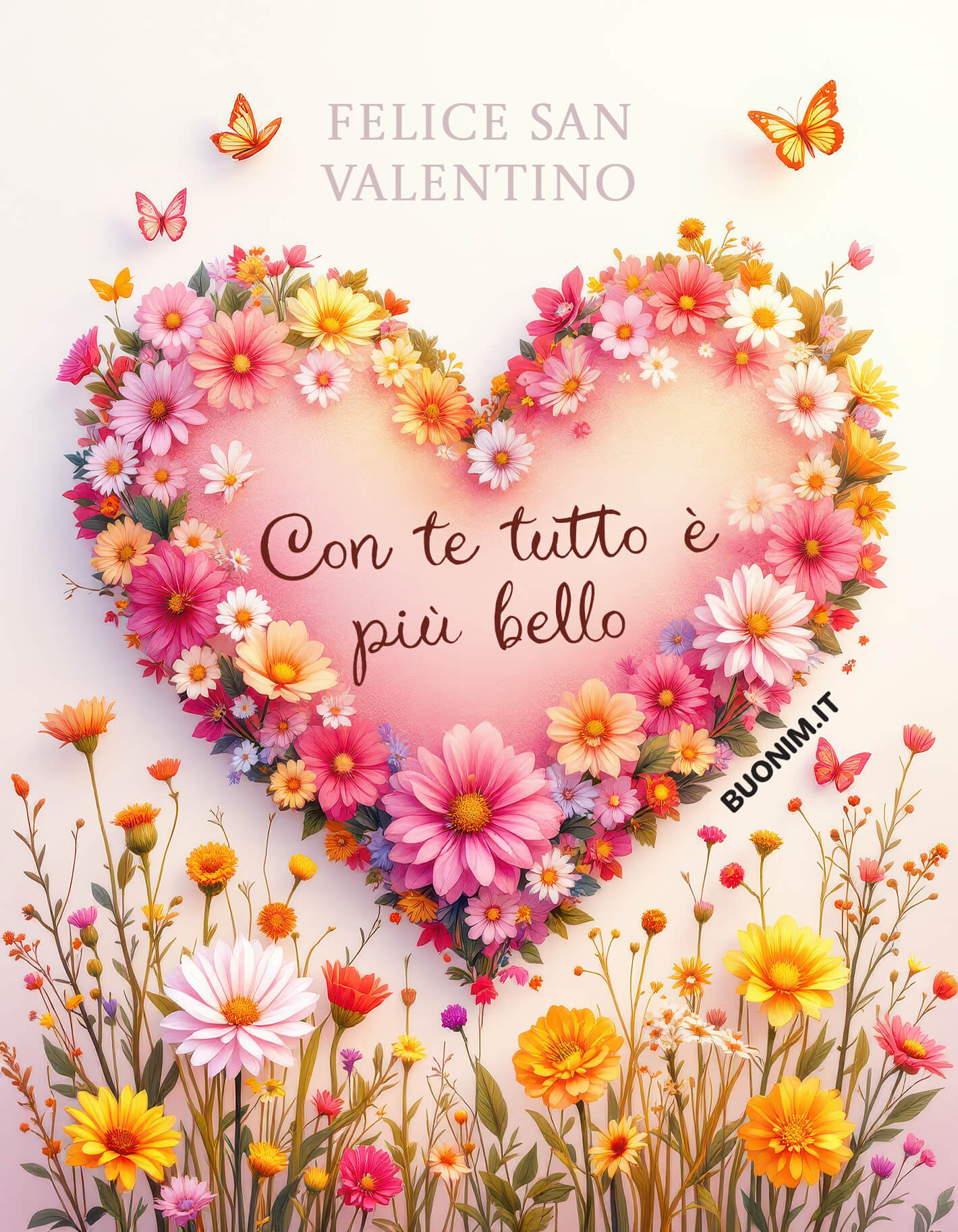 Il 14 febbraio manda auguri di San Valentino pieni di colore. Questo grande cuore di fiori è perfetto per ricordare alla persona amata che insieme tutto è più bello.