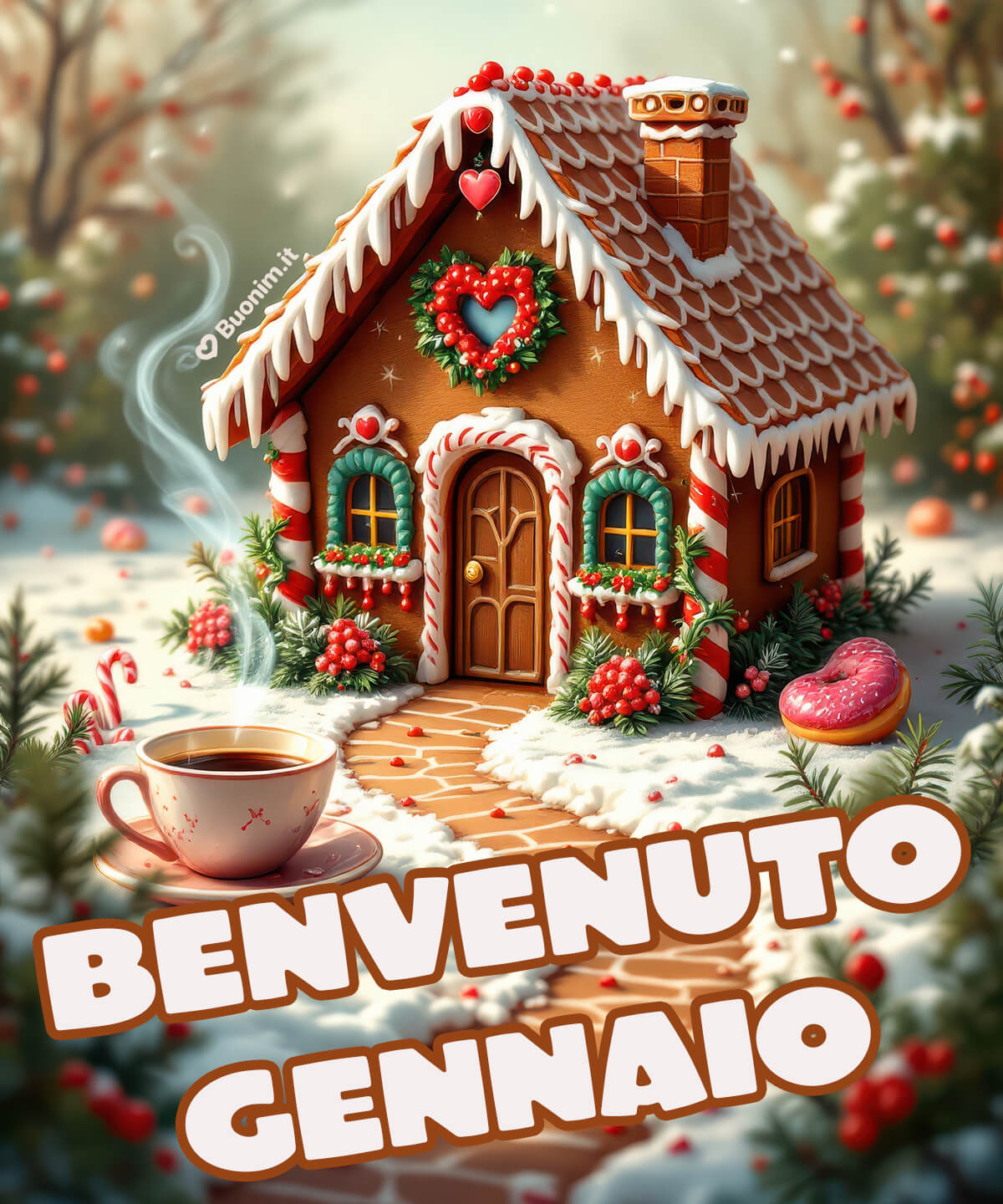 Dolcissime immagini di gennaio con casetta e Sapore di biscotto e neve soffice, l’atmosfera scalda il cuore. Puoi condividere queste immagini di gennaio per augurare giornate dolci, pace in casa e tanti bacini a chi ti è vicino.