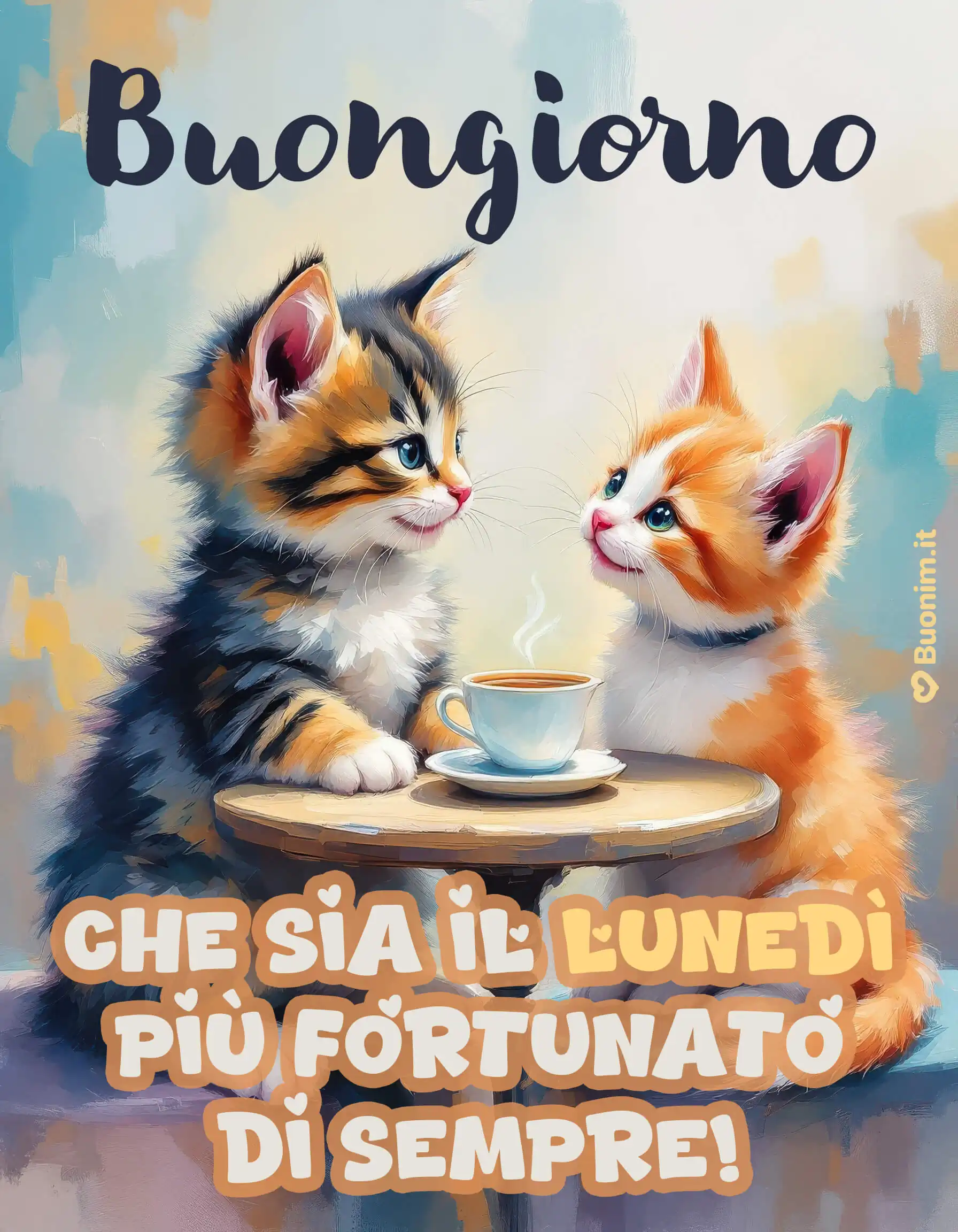 Un incontro tenero e pieno di luce per dire buongiorno e buon inizio settimana con simpatia e dolcezza. Manda questa bellissima immagine di buon lunedì su WhatsApp e regala a chi ami un piccolo raggio di sole e tanta fortuna per affrontare la giornata col sorriso.