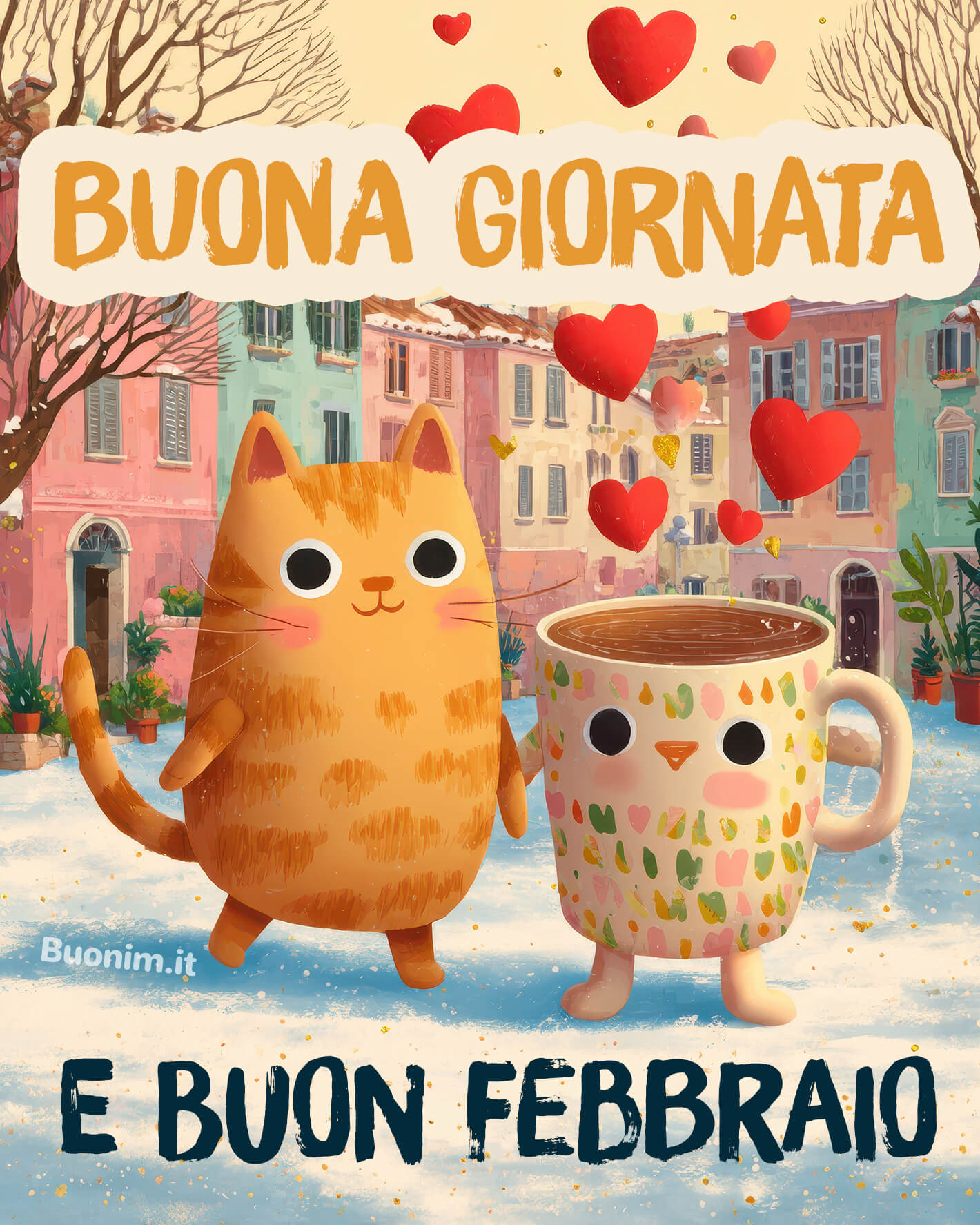 Felice 1 febbraio tra coccole e tazza sorridente Oggi si parte con tenerezza e un po’ di magia. Condividila per un felice 1 febbraio e una buona giornata, tra cuori leggeri, coccole e pensieri gentili.