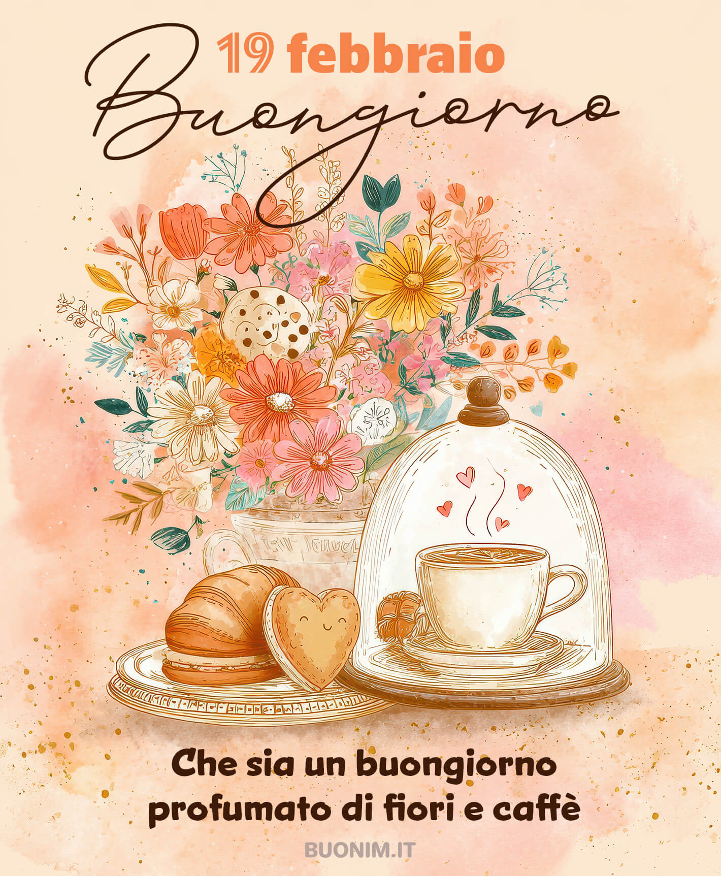 Dedica il primo pensiero del 19 febbraio a qualcuno che ami. Tra un cornetto e un mazzo di fiori, ti auguro una colazione serena e tante piccole attenzioni.