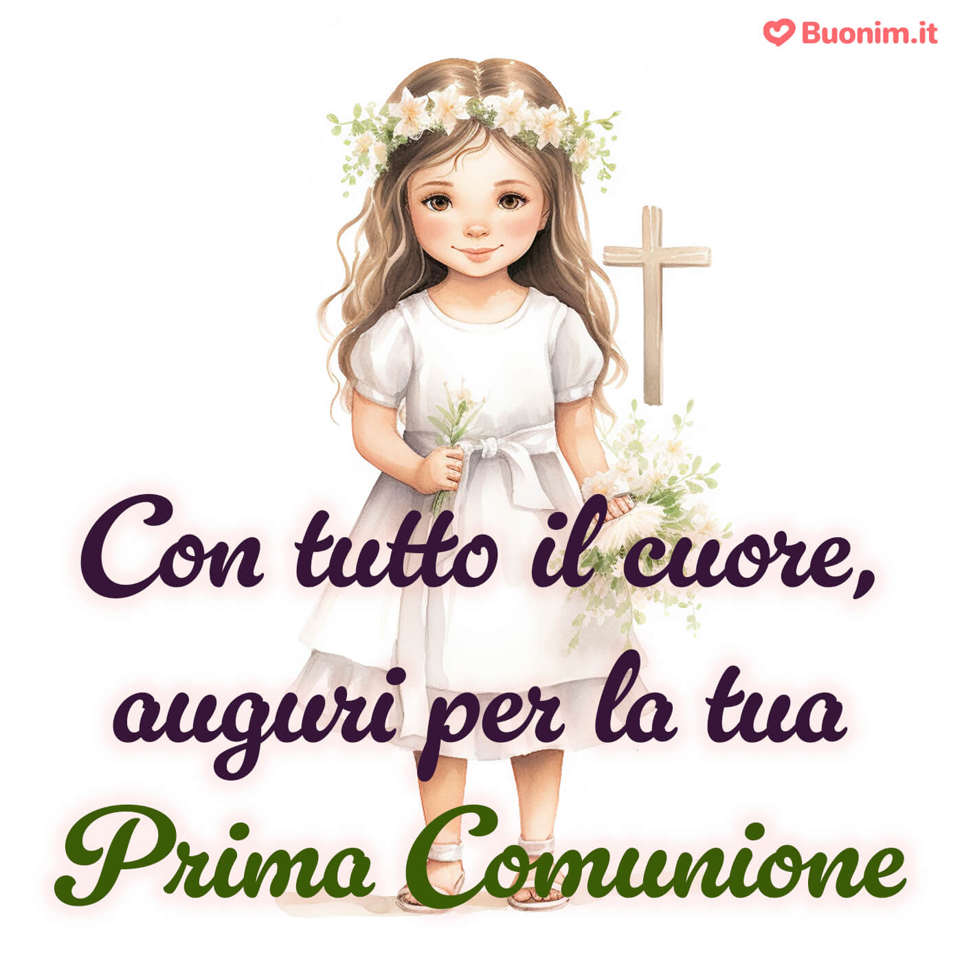 Un’immagine con una frase originale per rendere speciale la prima comunione Frasi sulla prima comunione da inviare a chi festeggia un giorno speciale