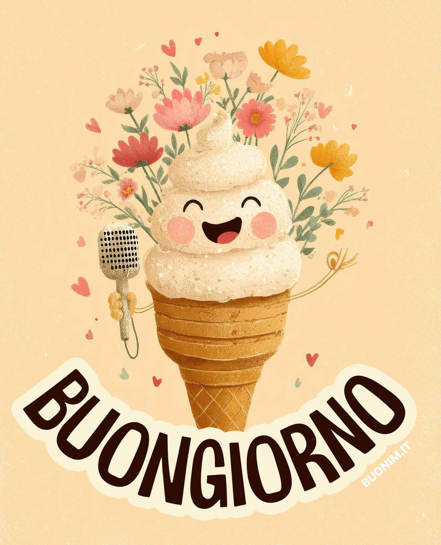 Canta anche tu insieme a questo simpatico gelato. Per il 19 febbraio ti auguro una giornata piena di buonumore, con la tua musica preferita e qualche dolce coccola.