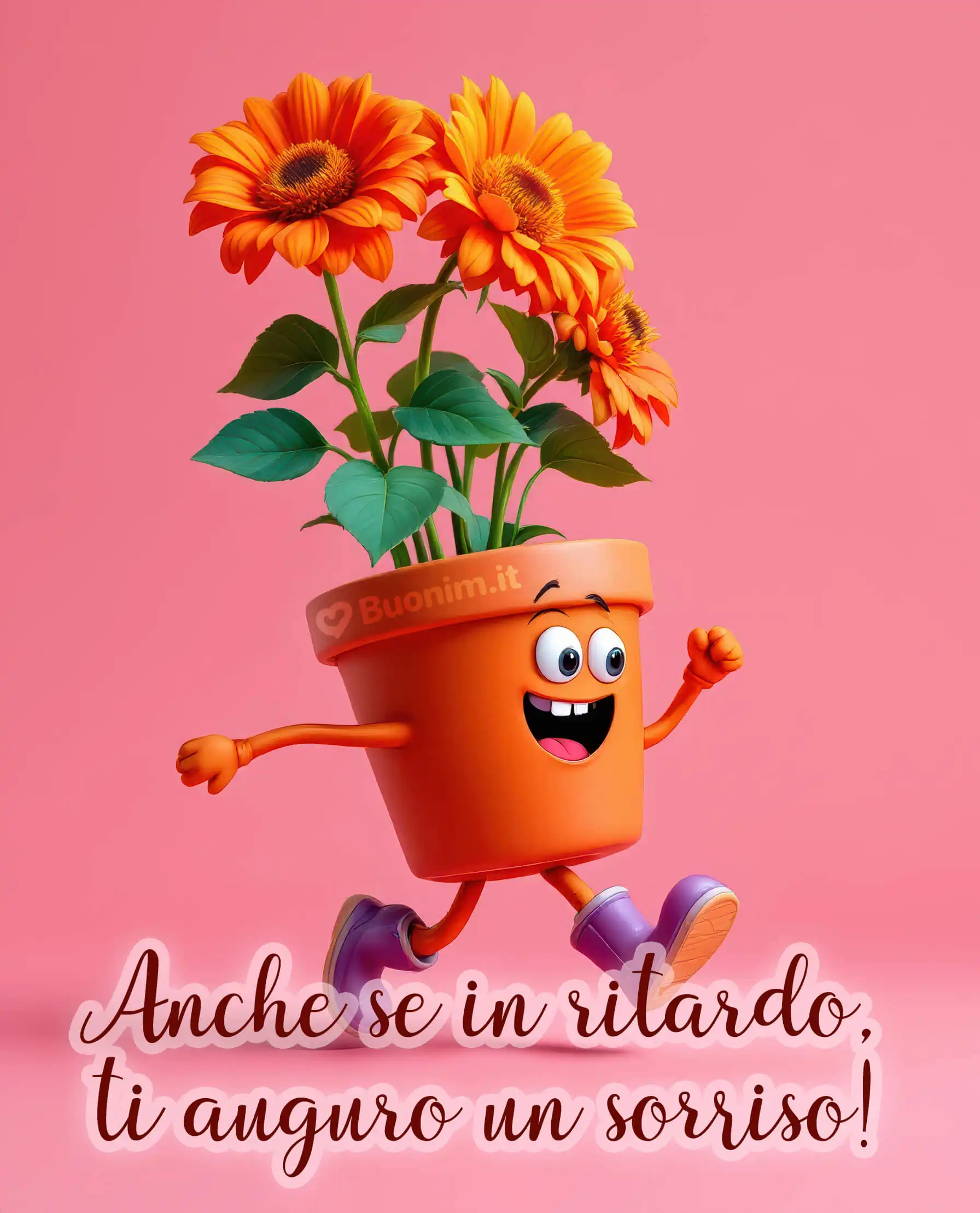 Un dolce buongiorno fiorito anche se in ritardo Il vasetto con i suoi girasoli corre a portarti un saluto pieno di luce e un sorriso che profuma di primavera
