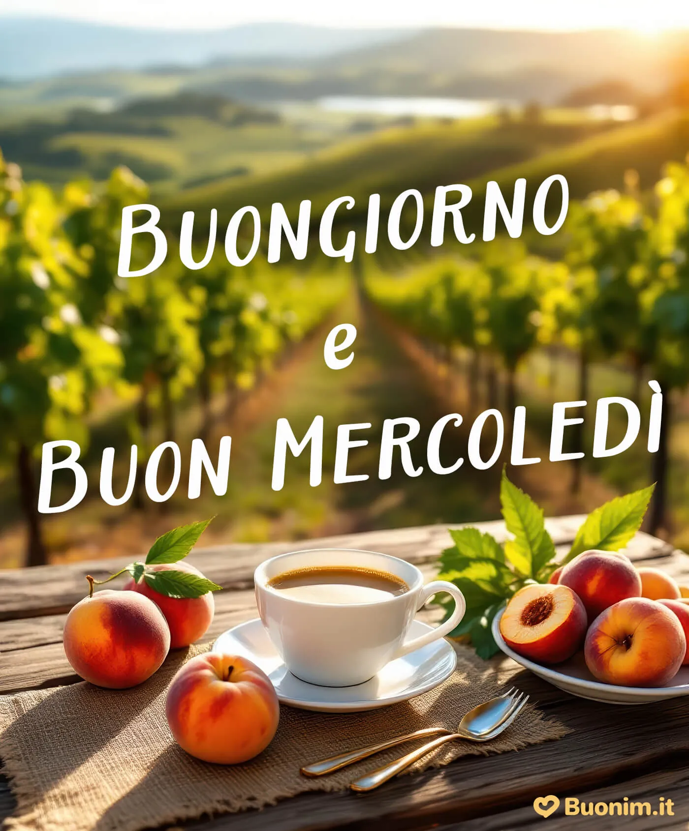 Immagine del mercoledì con caffè caldo e gratis per WhatsApp