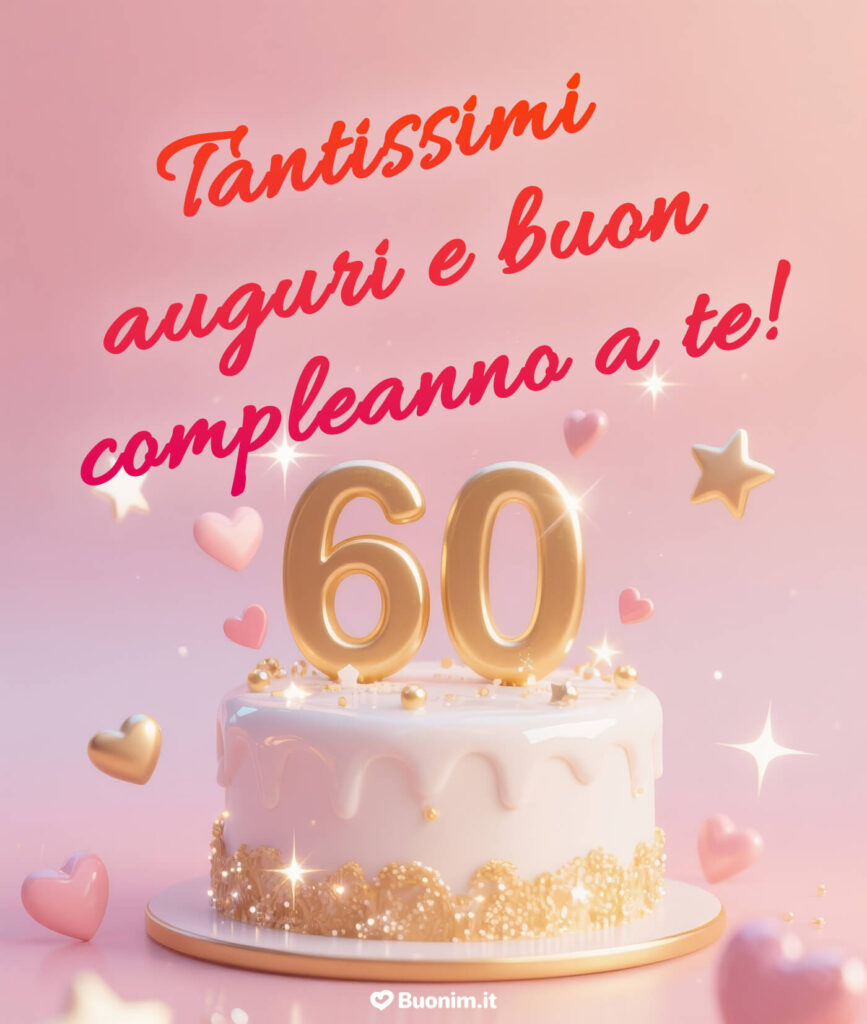 Immagine di auguri per i 60 anni di un’amica piena di dolcezza e luce