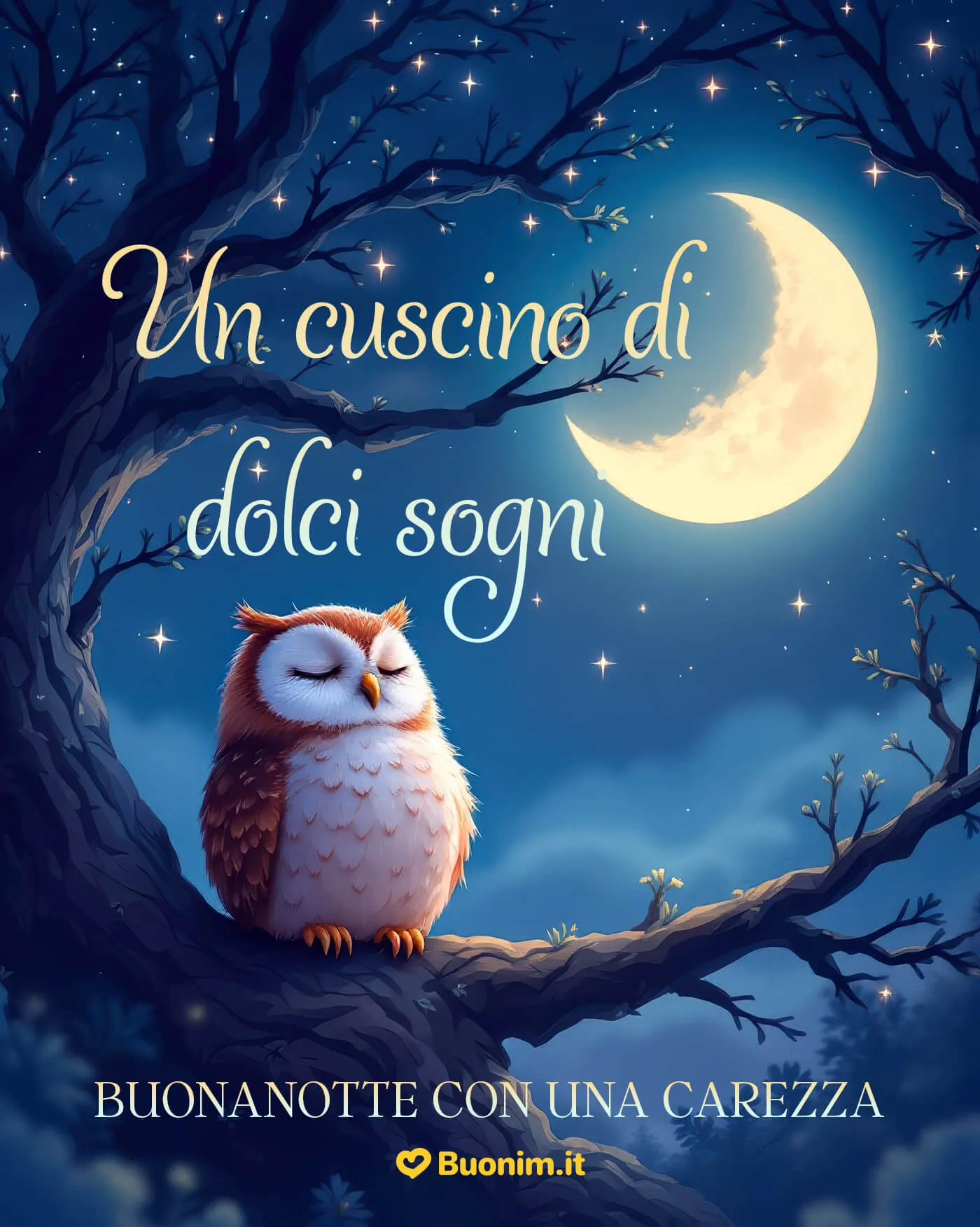 Immagine di buonanotte a domani con dolci sogni per salutare con dolcezza
