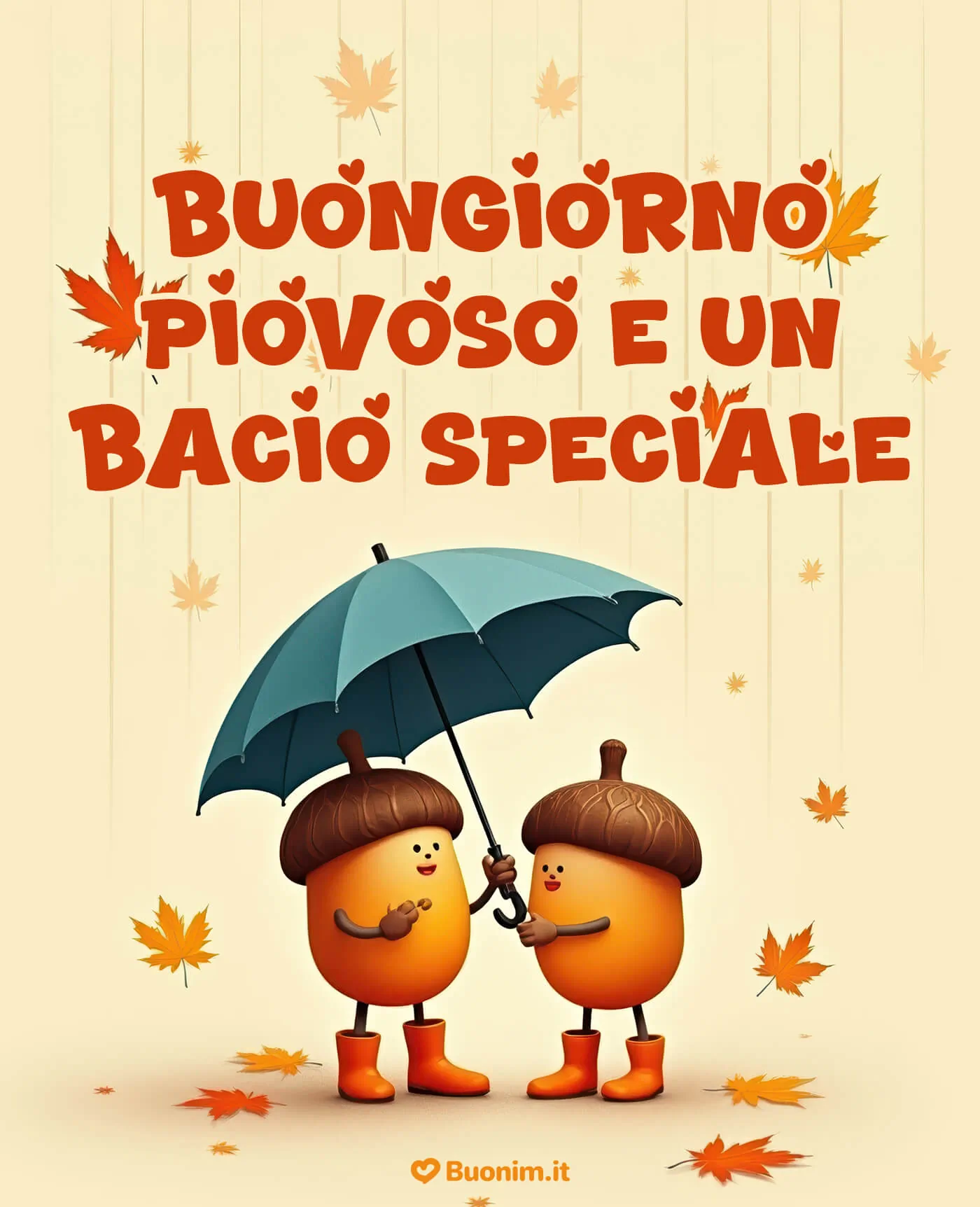 Immagine di buongiorno con la pioggia per abbracciare con affetto chi ami