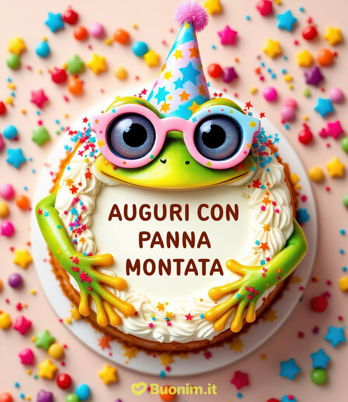 Immagine di torta di compleanno decorata con la panna per un tocco goloso Immagine di una torta di compleanno decorata con la panna per addolcire ogni messaggio