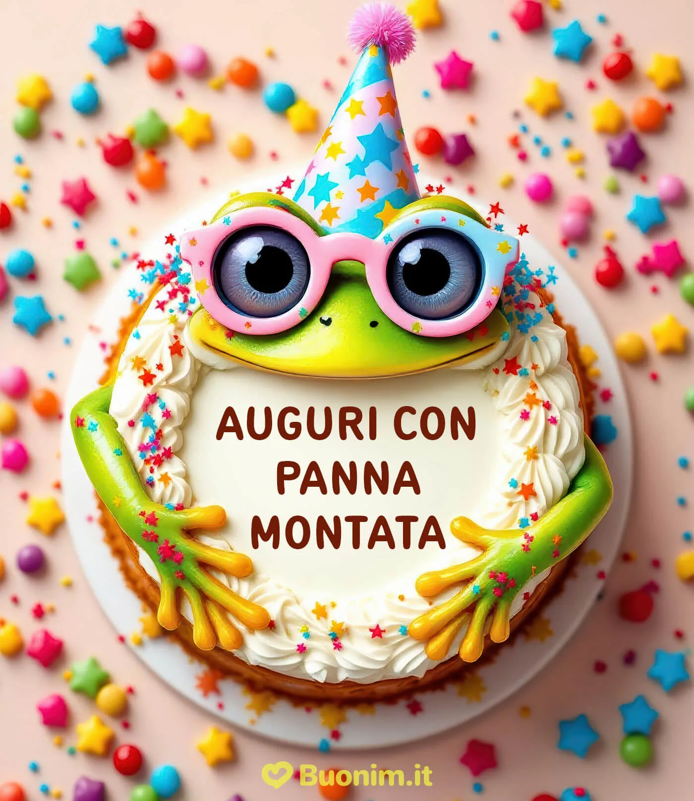 Immagine di una torta di compleanno decorata con la panna per addolcire ogni messaggio