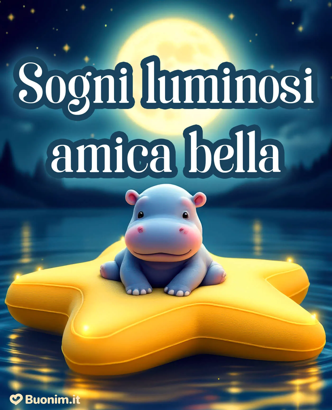 Immagine divertente di buonanotte per la cara amica mia da condividere con un abbraccio virtuale