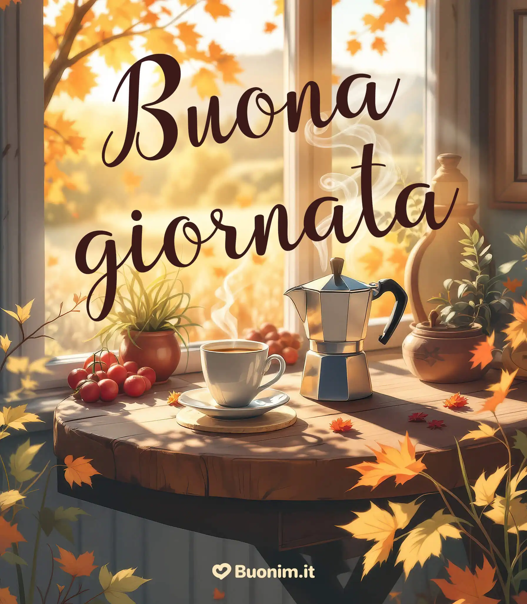 Immagine dolce e autunnale per augurarti una buona giornata con tanto affetto