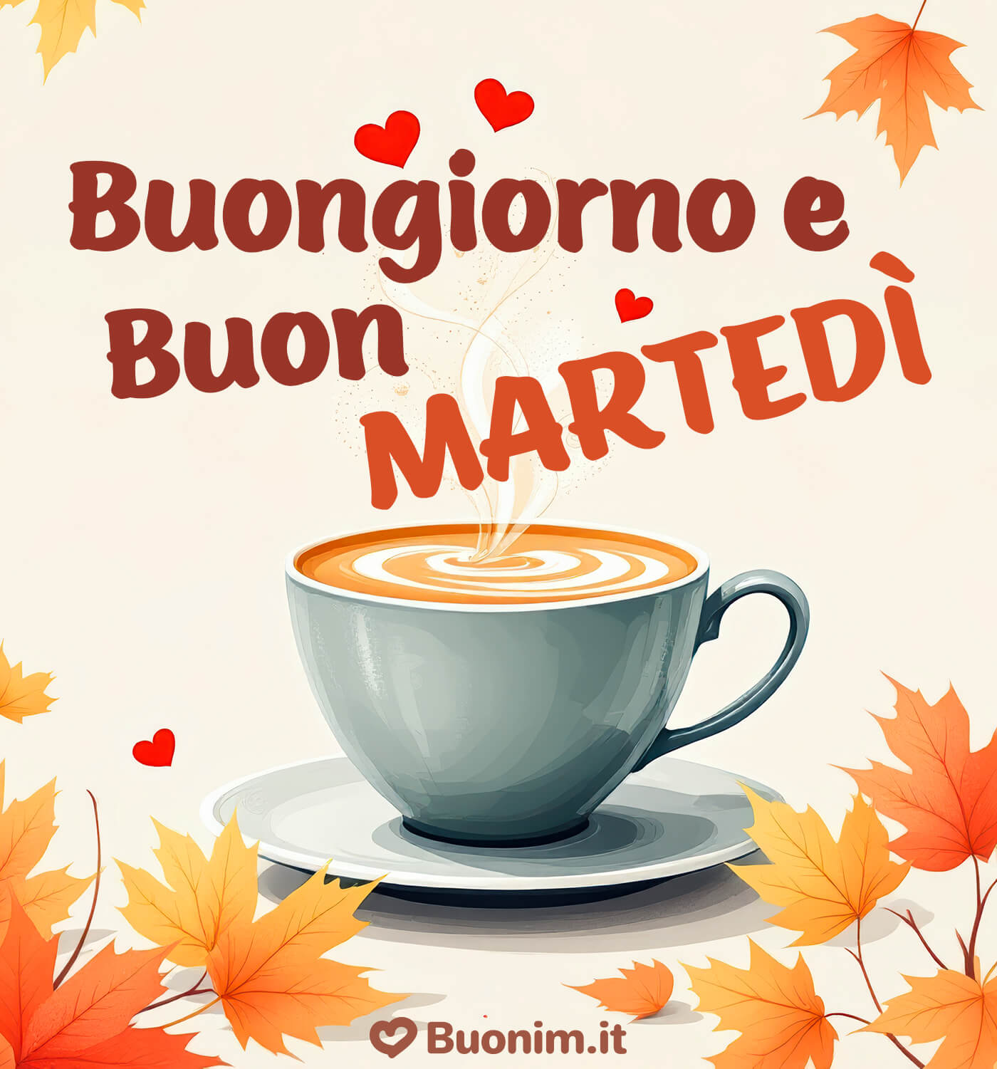 Giornata di metà settimana con immagini di buon martedì autunnale da condividere Immagine elegante per augurare un buongiorno di metà settimana con affetto sincero