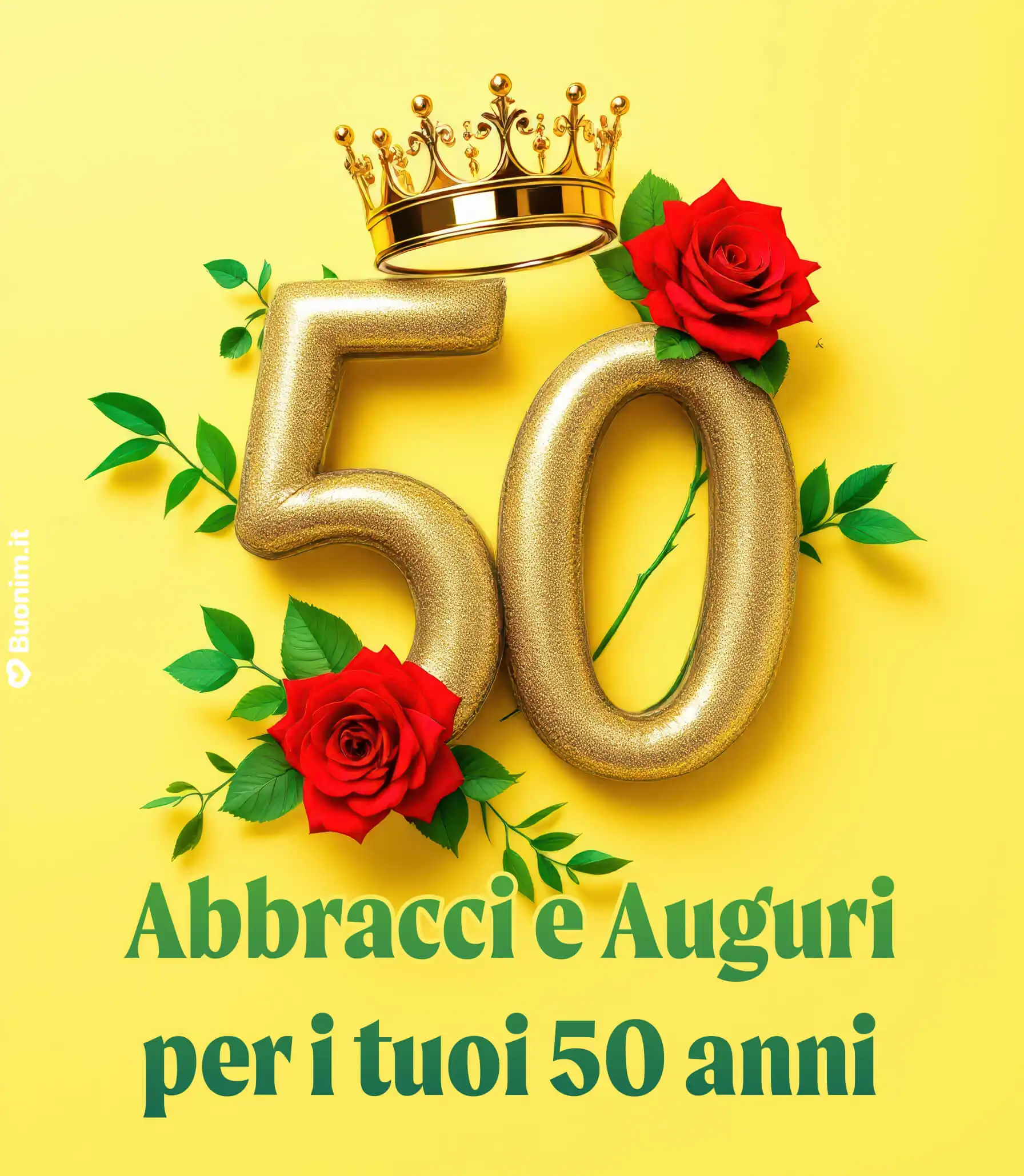 Immagini con frasi del 50º compleanno da mandare con un abbraccio affettuoso