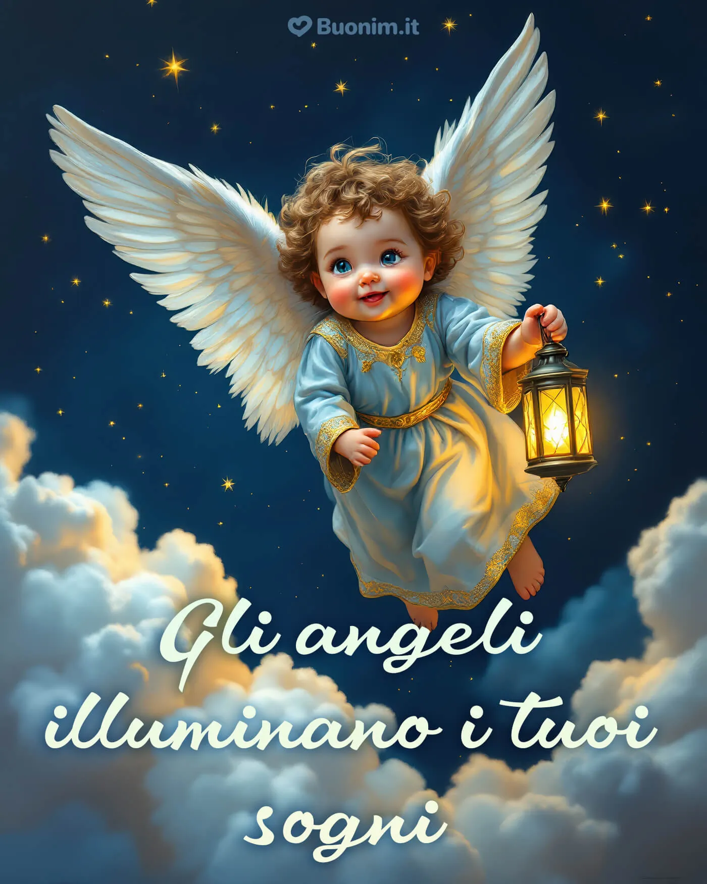 Immagini con frasi di buonanotte con gli angeli custodi per un abbraccio pieno di dolcezza