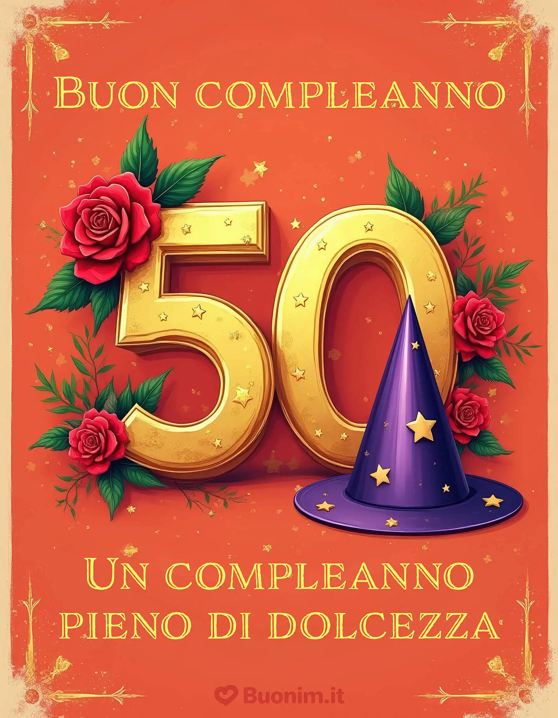 Immagini con frasi semplici di auguri per i 50 anni da condividere con affetto e dolcezza