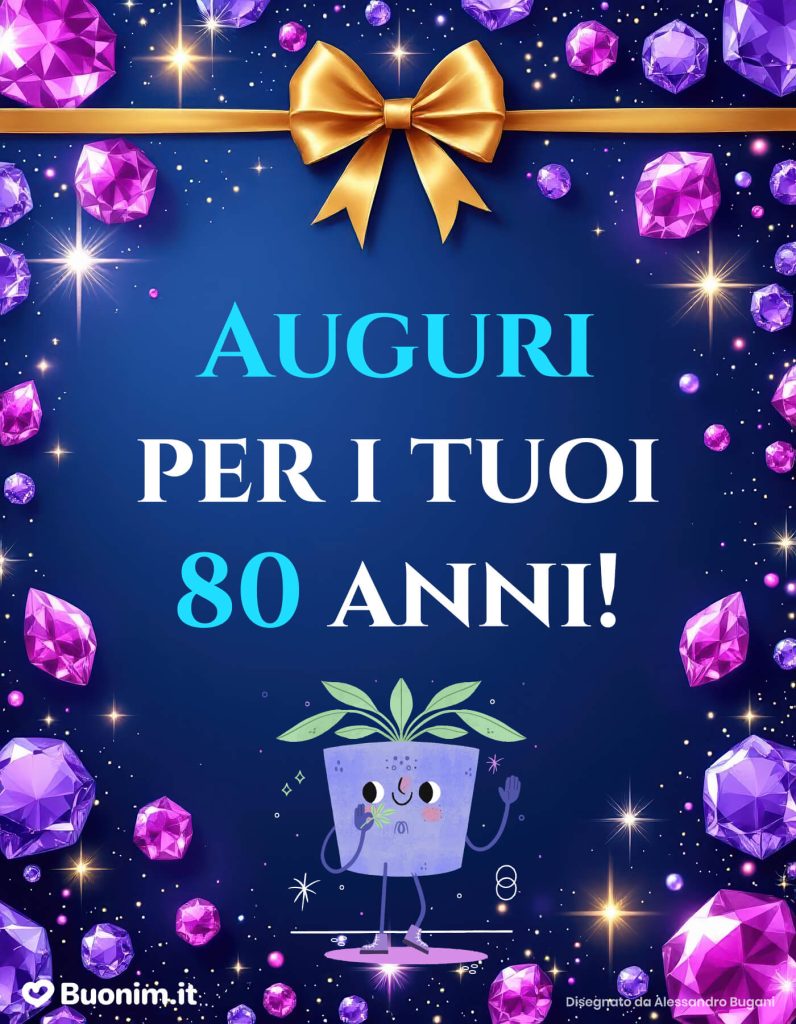 Immagini con tanti auguri di buon compleanno per uomo di 80 anni da scaricare e inviare su WhatsApp