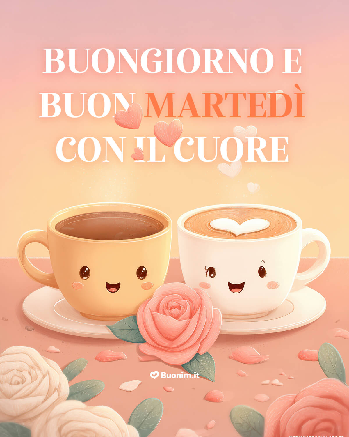 Immagini di buongiorno e buon martedì con cuore Tra cuori e profumo di caffè, ti auguro un martedì sereno e pieno d’affetto. È una frase speciale, nuovissima, perfetta da inviare su WhatsApp a chi ami, tra immagini di buongiorno e buon martedì.